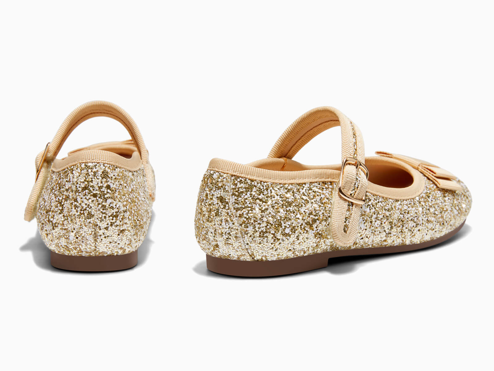 Coutgo Girls Gold Glitter Mary Jane Dress Shoes