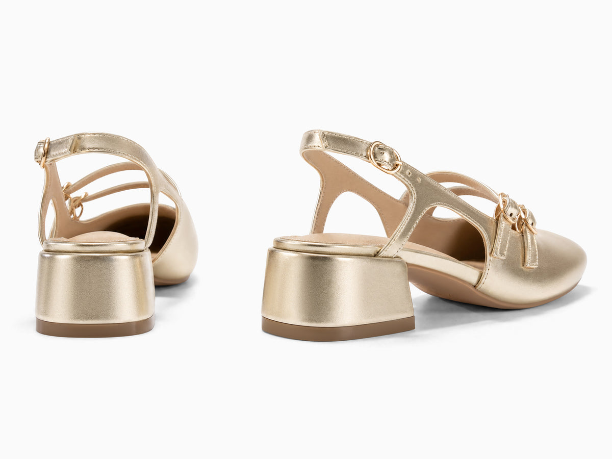 Coutgo Womens Gold Mary Jane Heels
