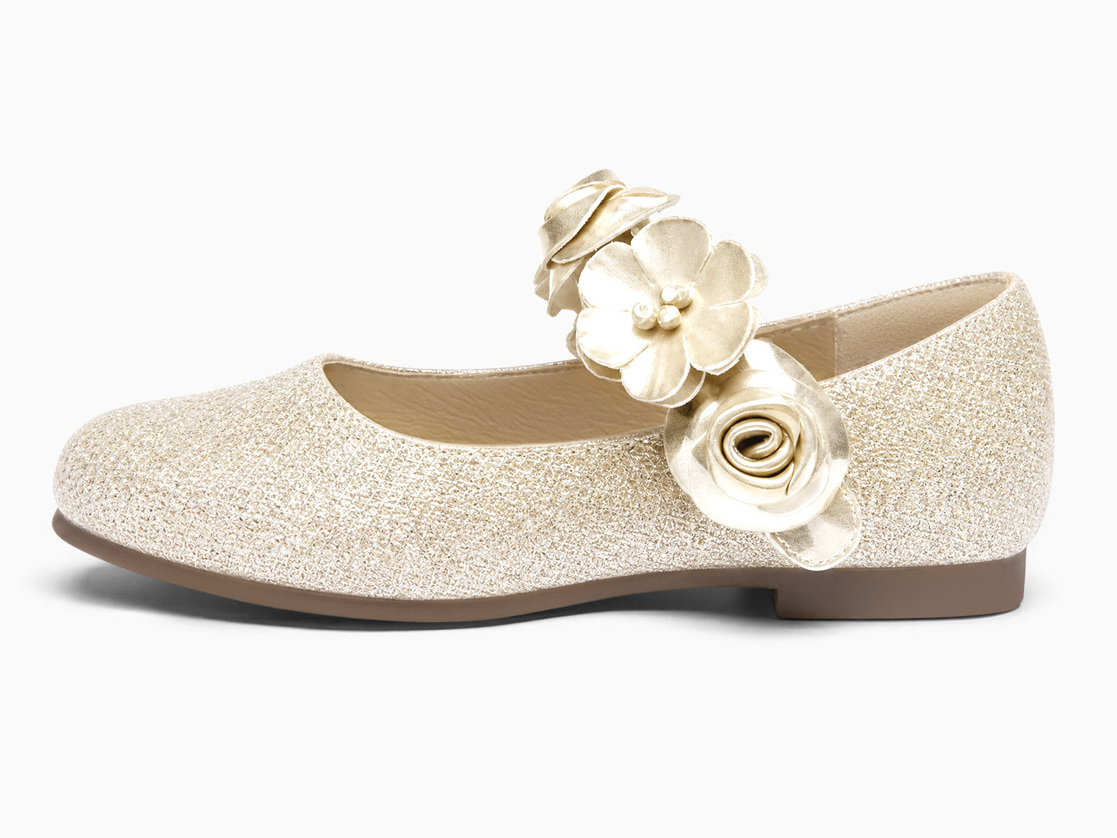 Coutgo Girls Gold Mary Jane Dress Shoes