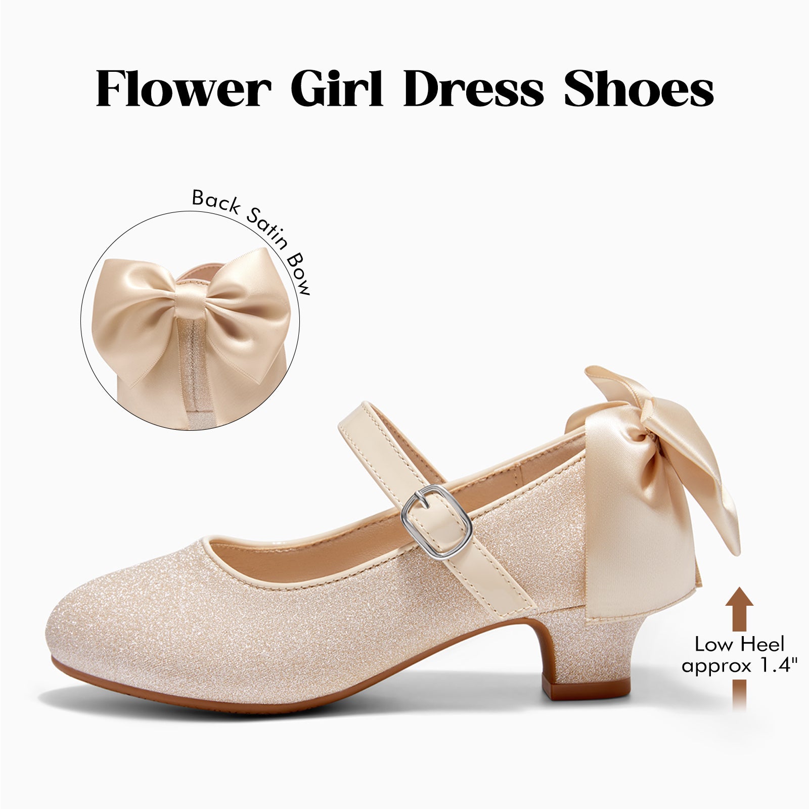 Coutgo Girls Gold Dress Shoes Mary Jane