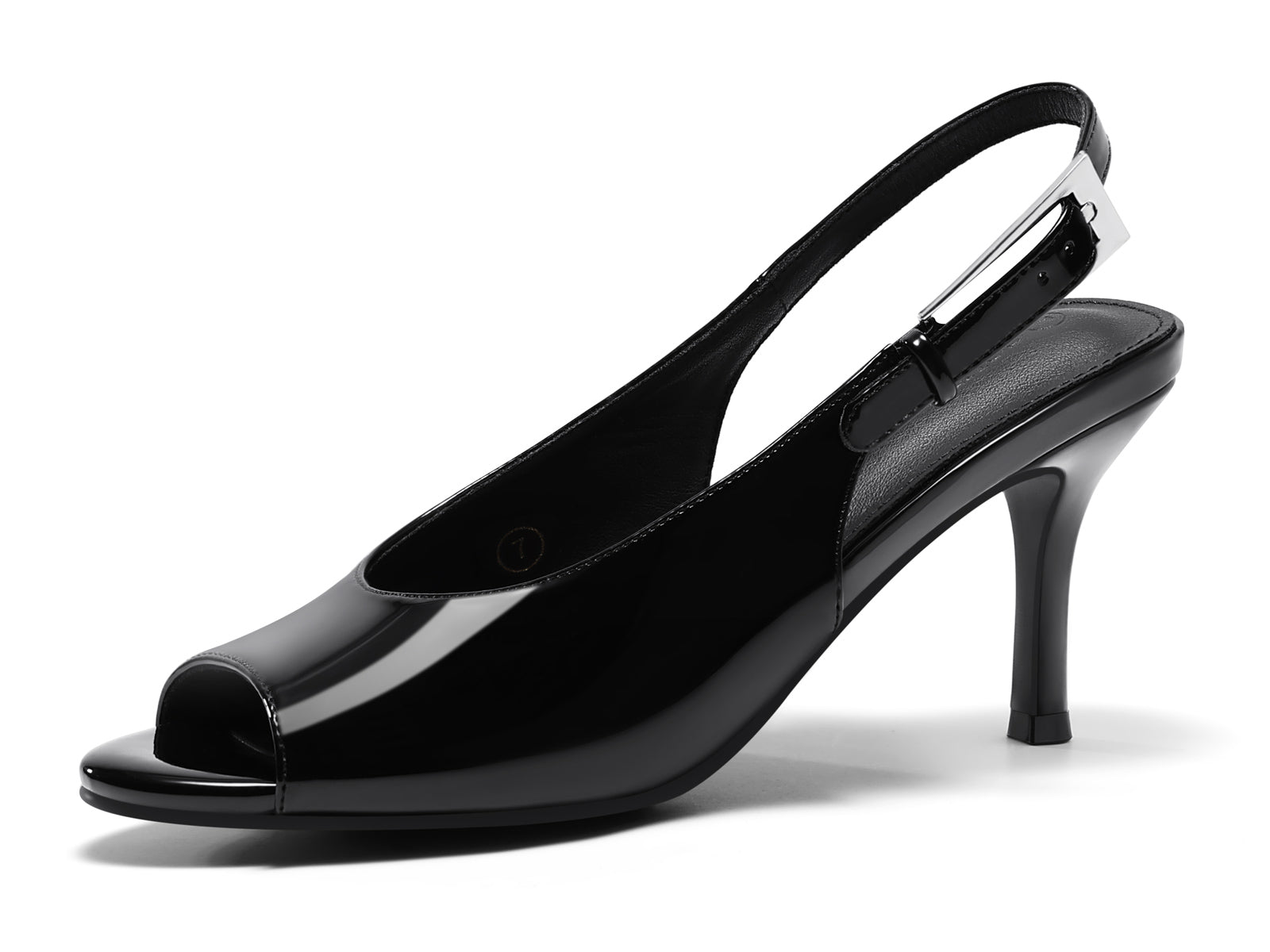 Coutgo Womens Black Patent Leather High Heels Sandals