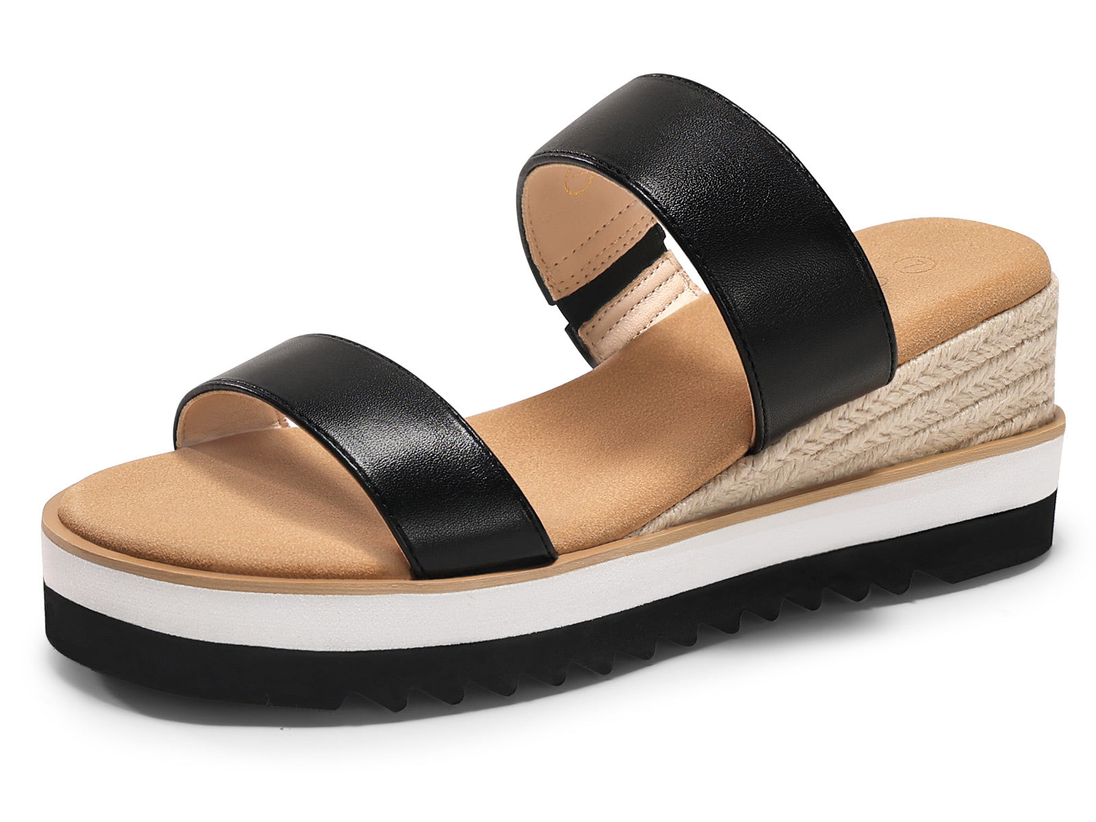 Coutgo Womens Black Pu Platform Sandals