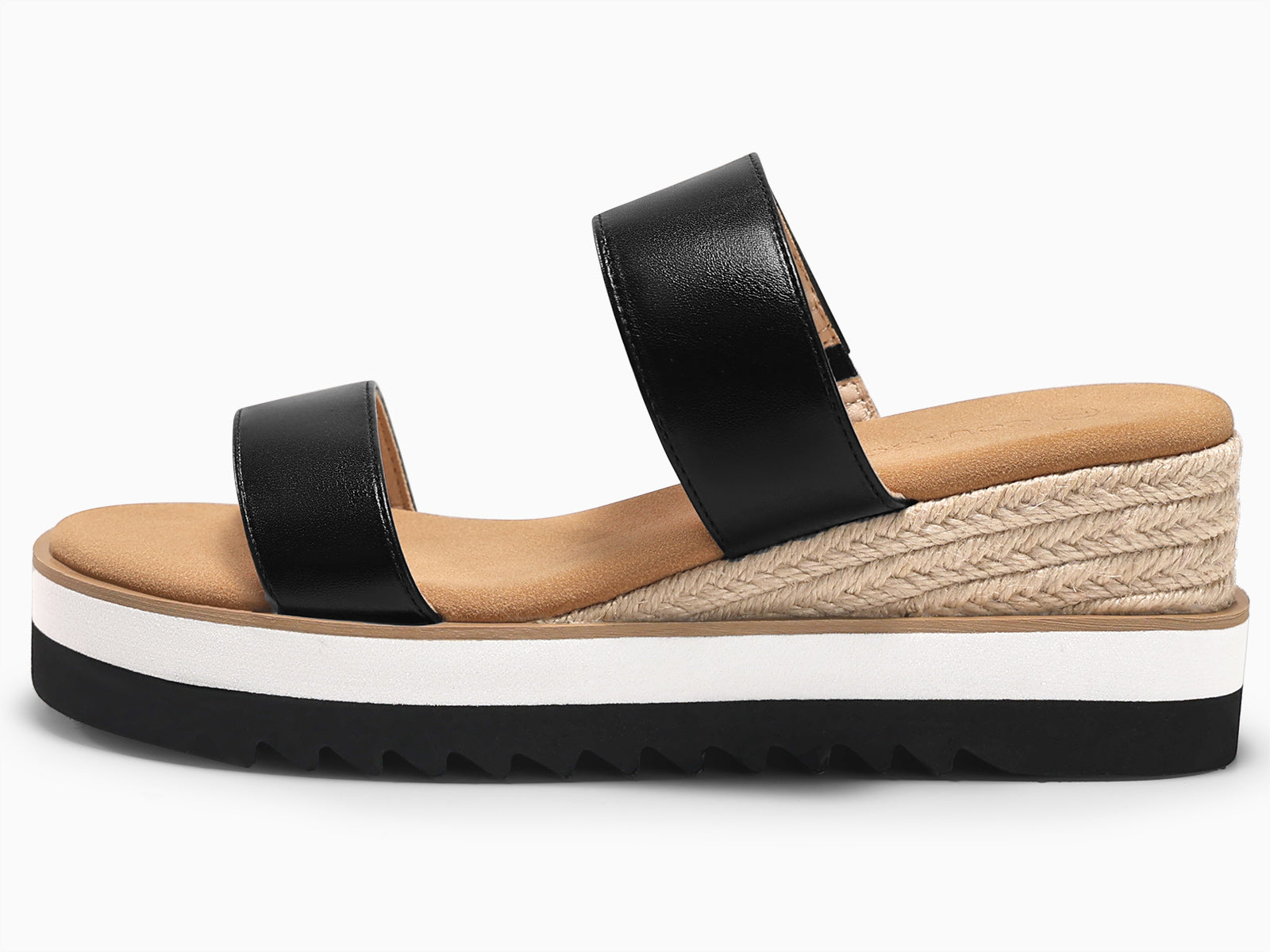 Coutgo Womens Black Pu Platform Sandals