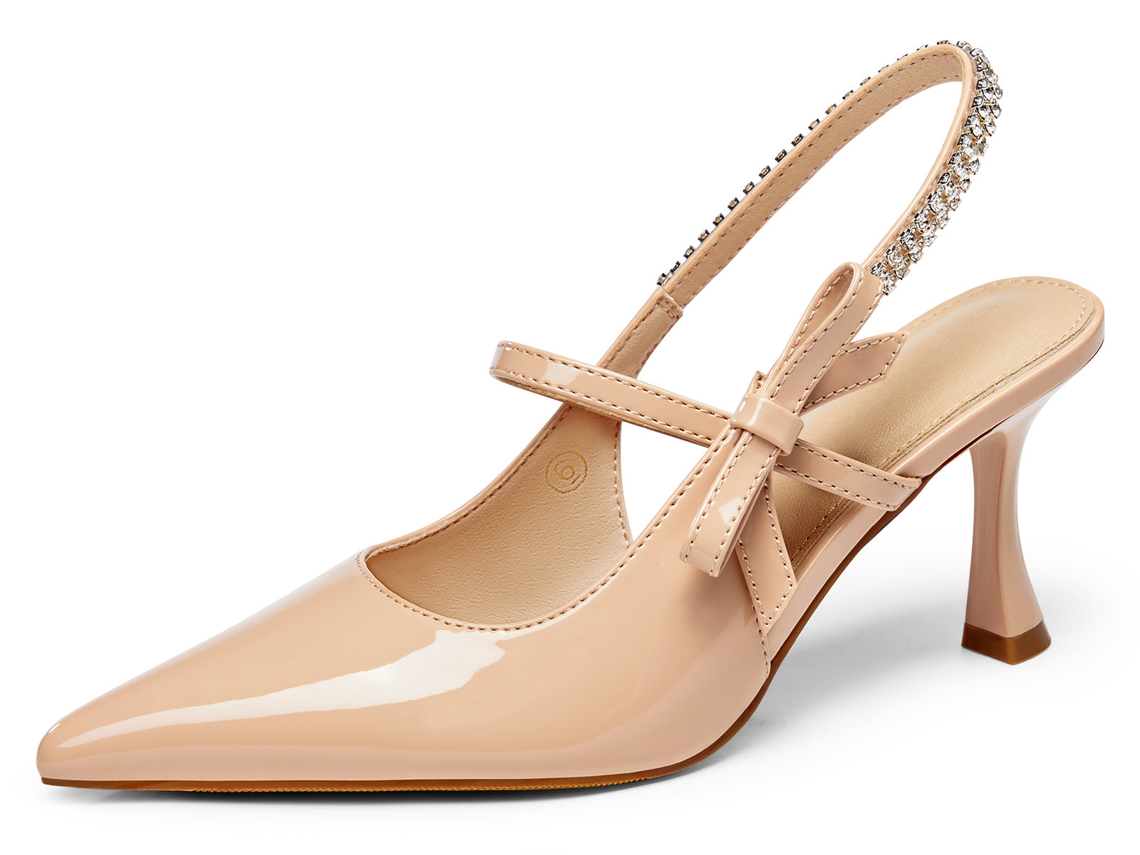 Coutgo Womens Khaki Slingback Kitten Heels