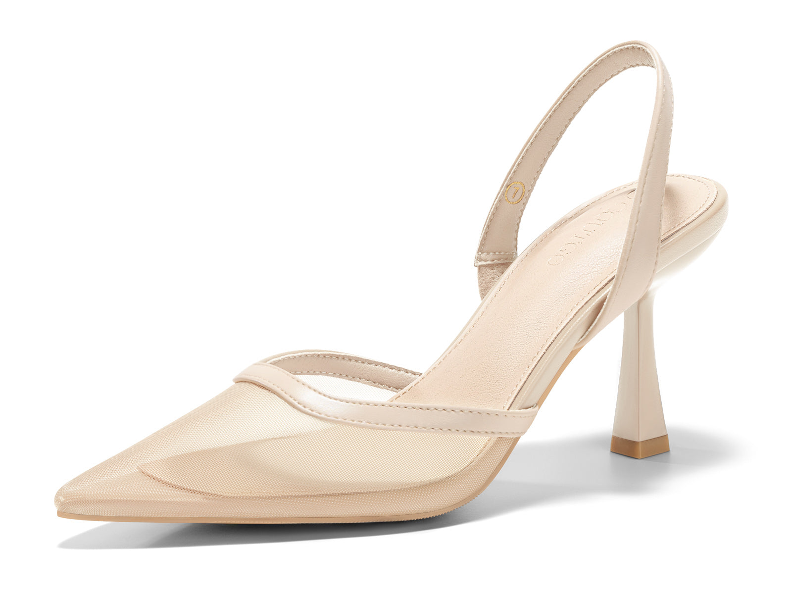 Coutgo Womens Khaki Mesh Slingback Heels