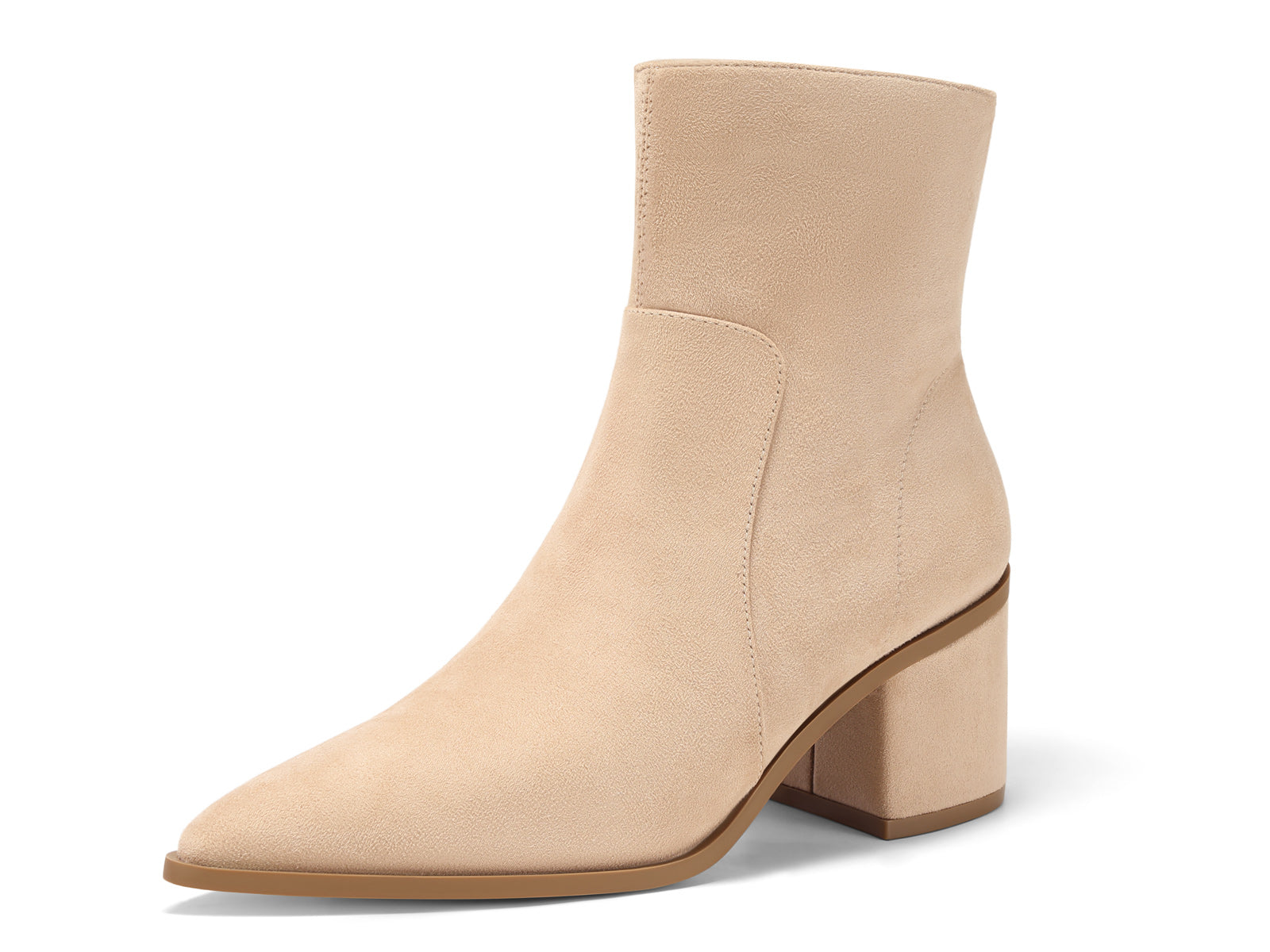Coutgo Womens Suede Khaki Pointed Ankle Boots