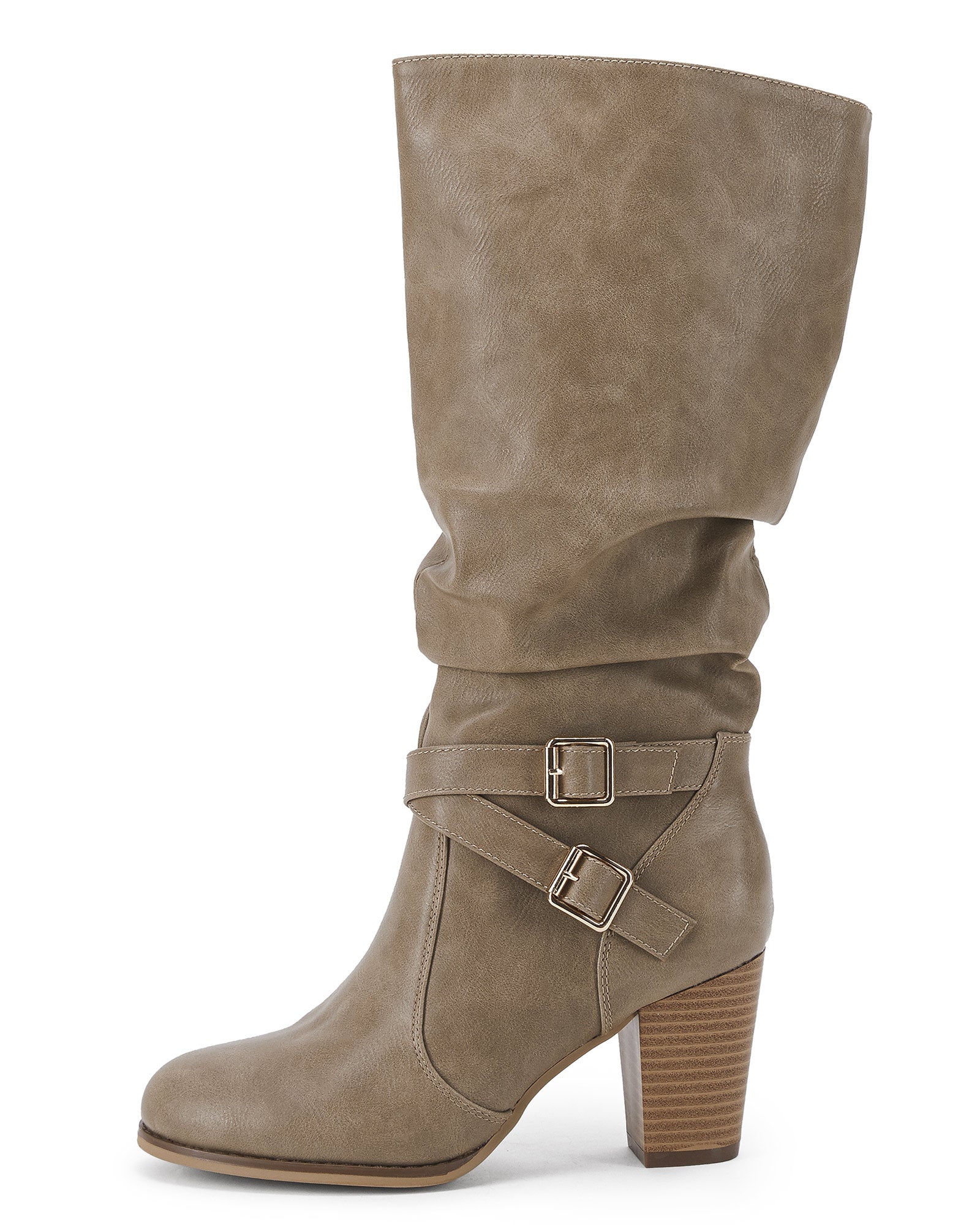 Ermonn Womens Khaki Mid Knee High Boots