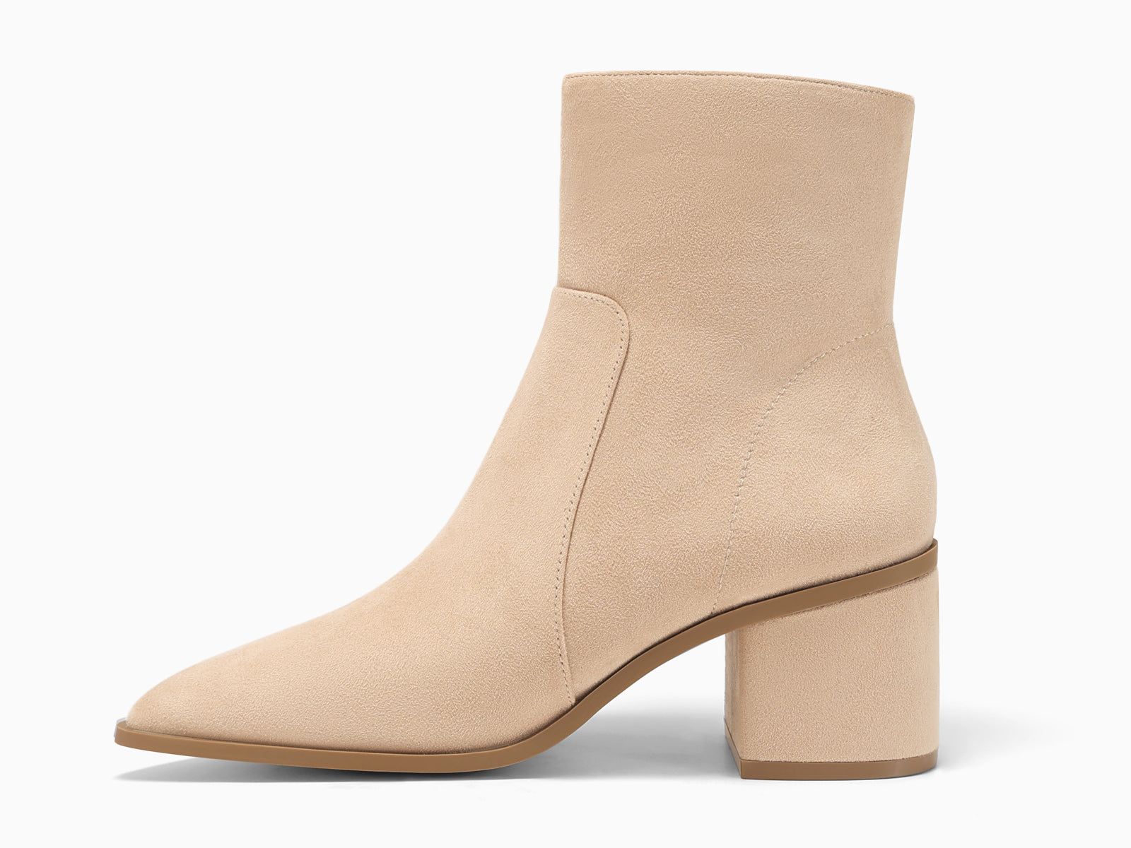 Coutgo Womens Suede Khaki Pointed Ankle Boots