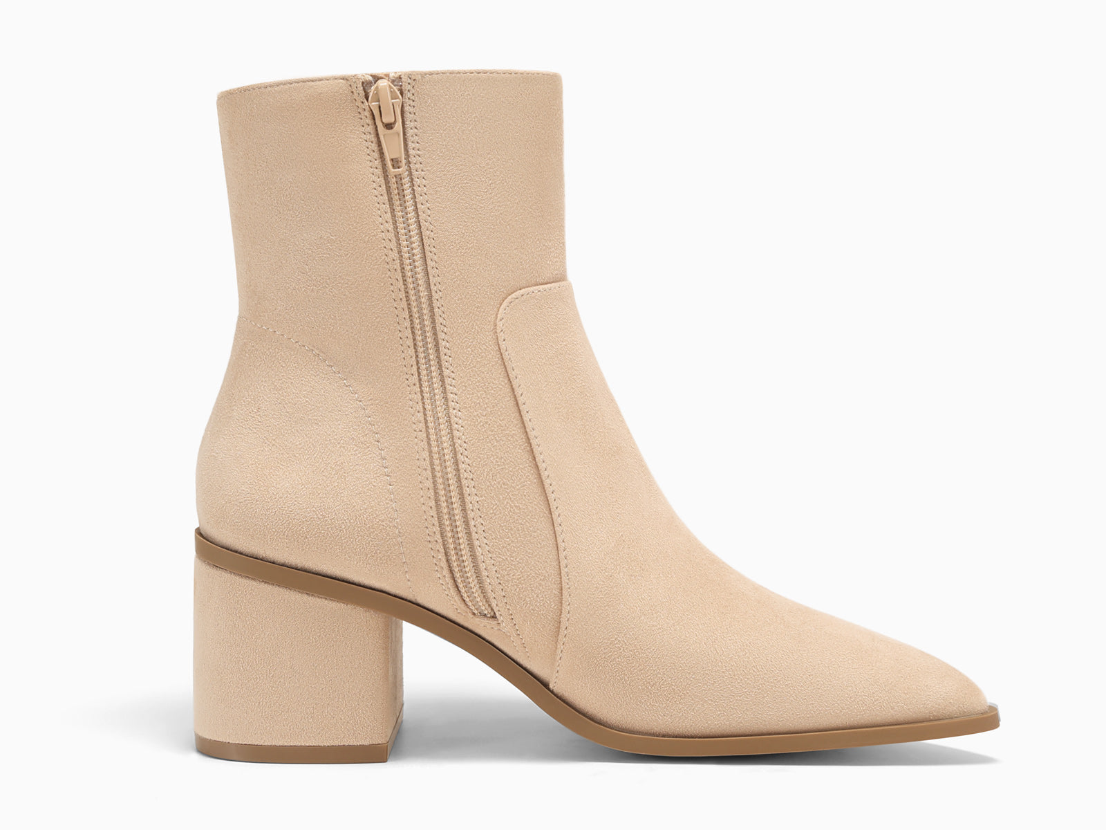 Coutgo Womens Suede Khaki Pointed Ankle Boots