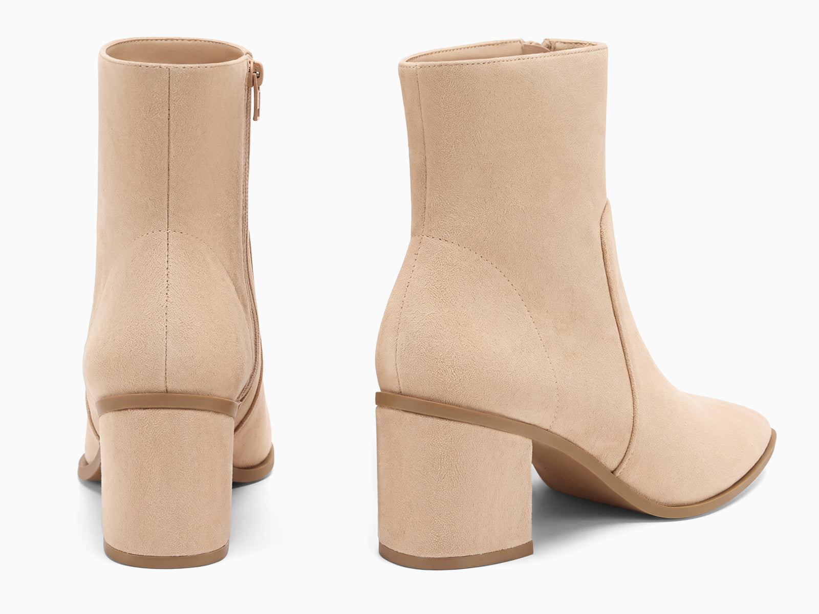 Coutgo Womens Suede Khaki Pointed Ankle Boots