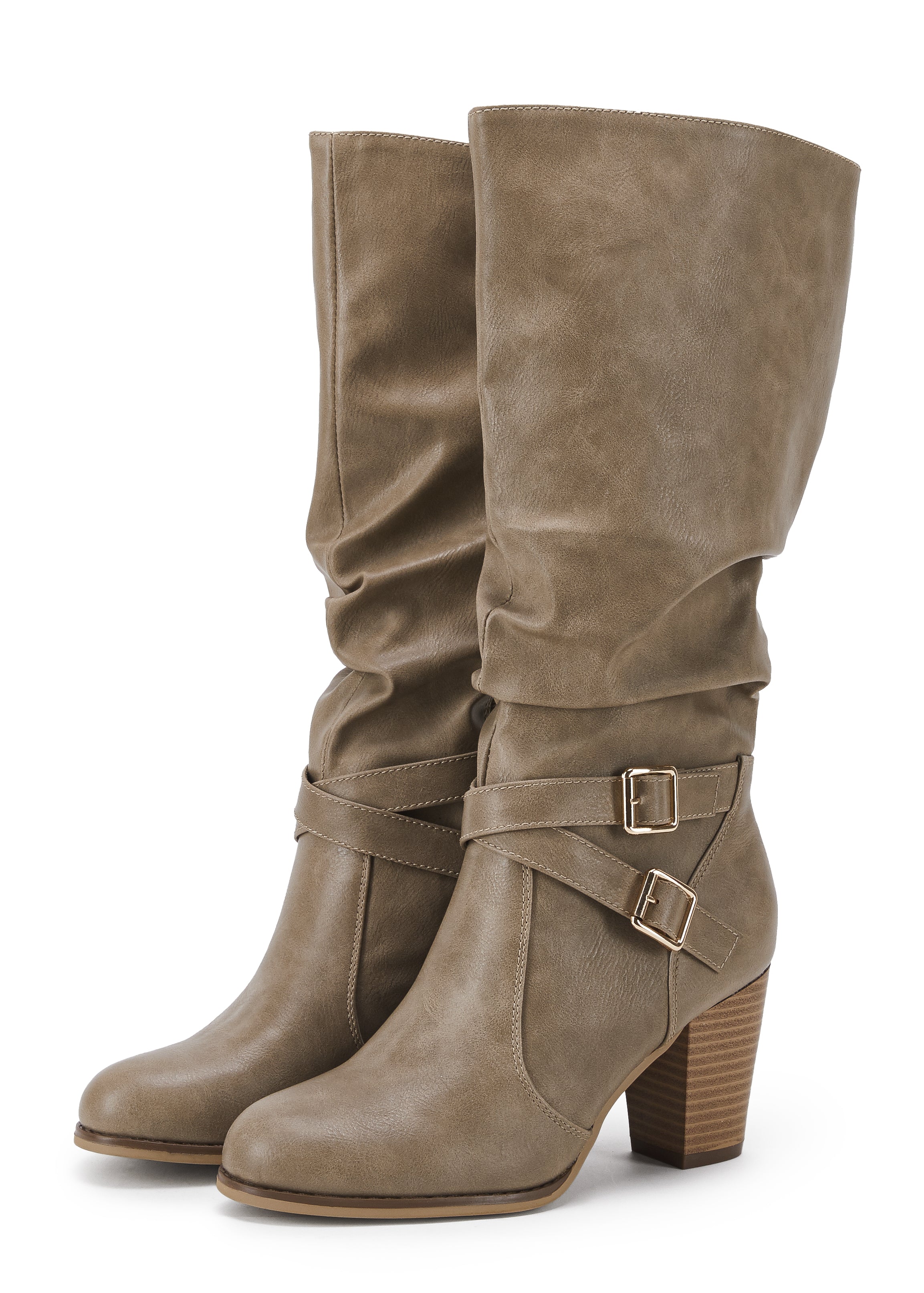 Ermonn Womens Khaki Mid Knee High Boots