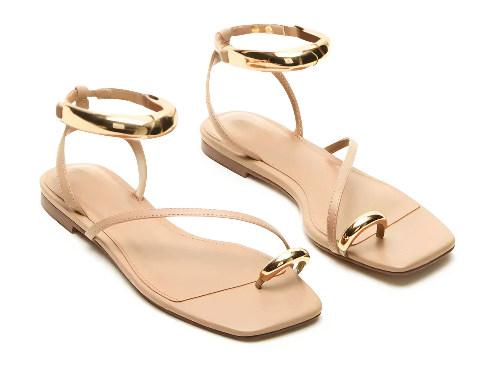 Coutgo Womens Khaki Strappy Flat Sandals