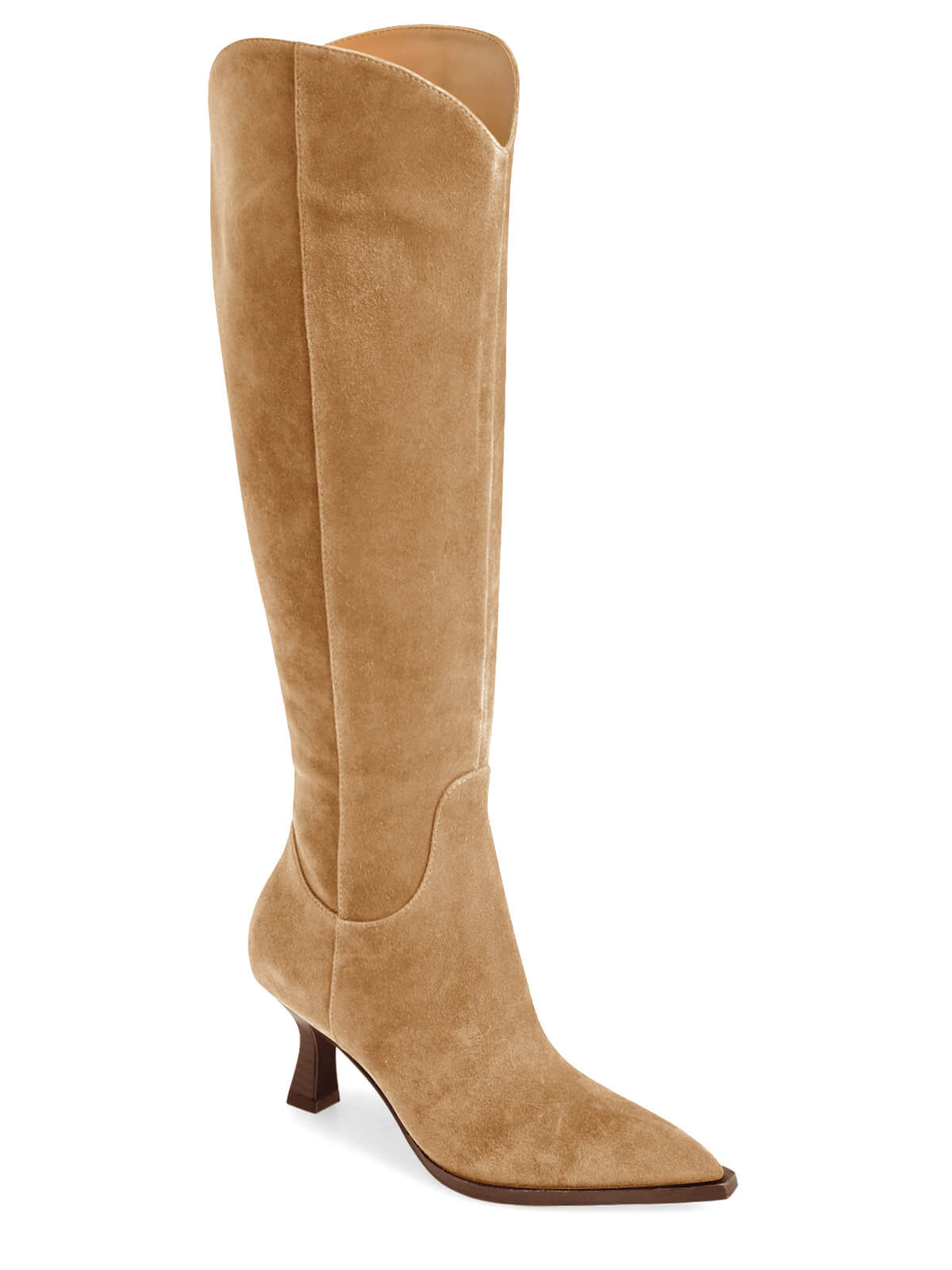 Coutgo Womens Khaki Kitten Heel Boots