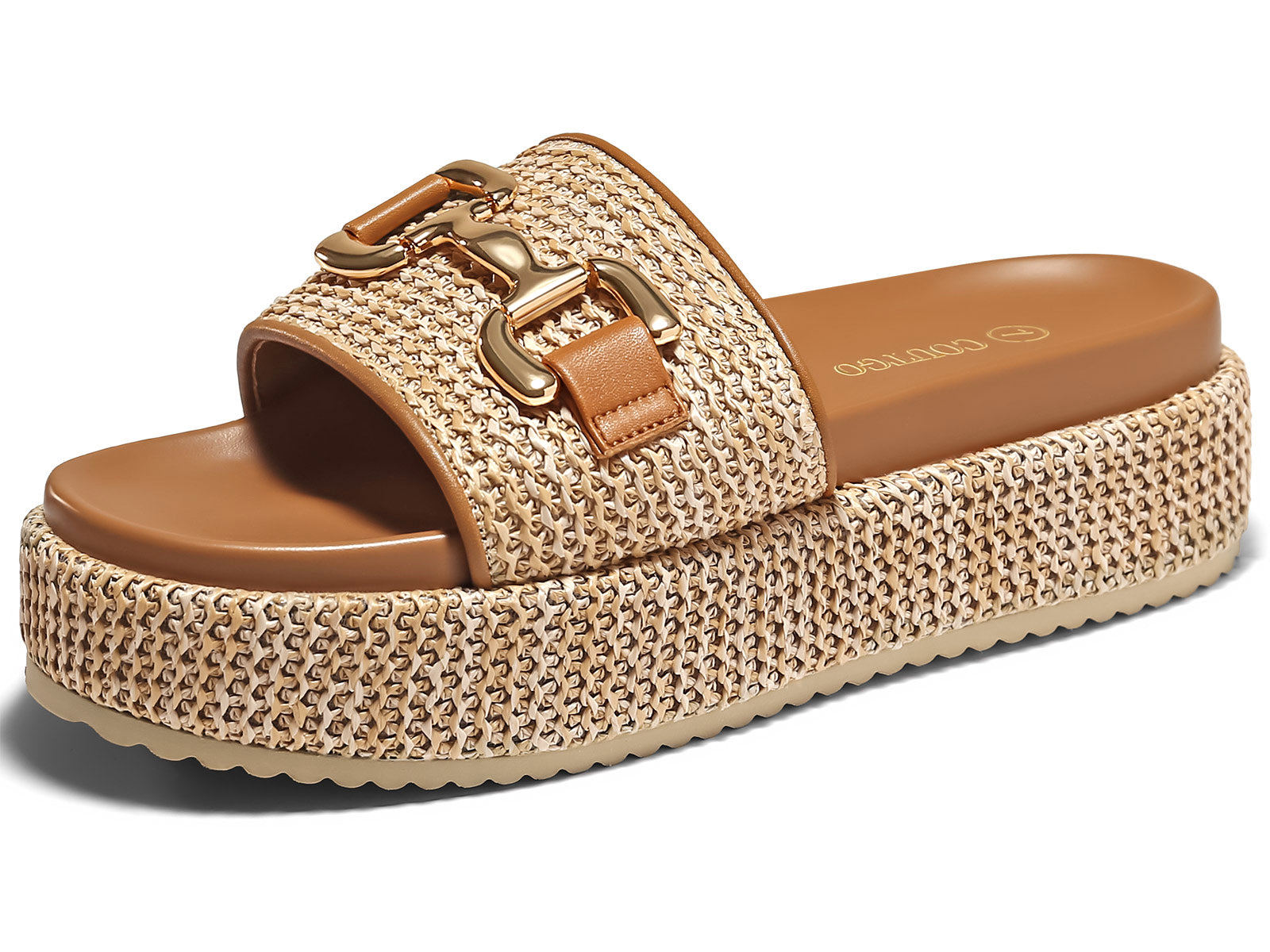 Coutgo Womens Khaki Platform Sandals