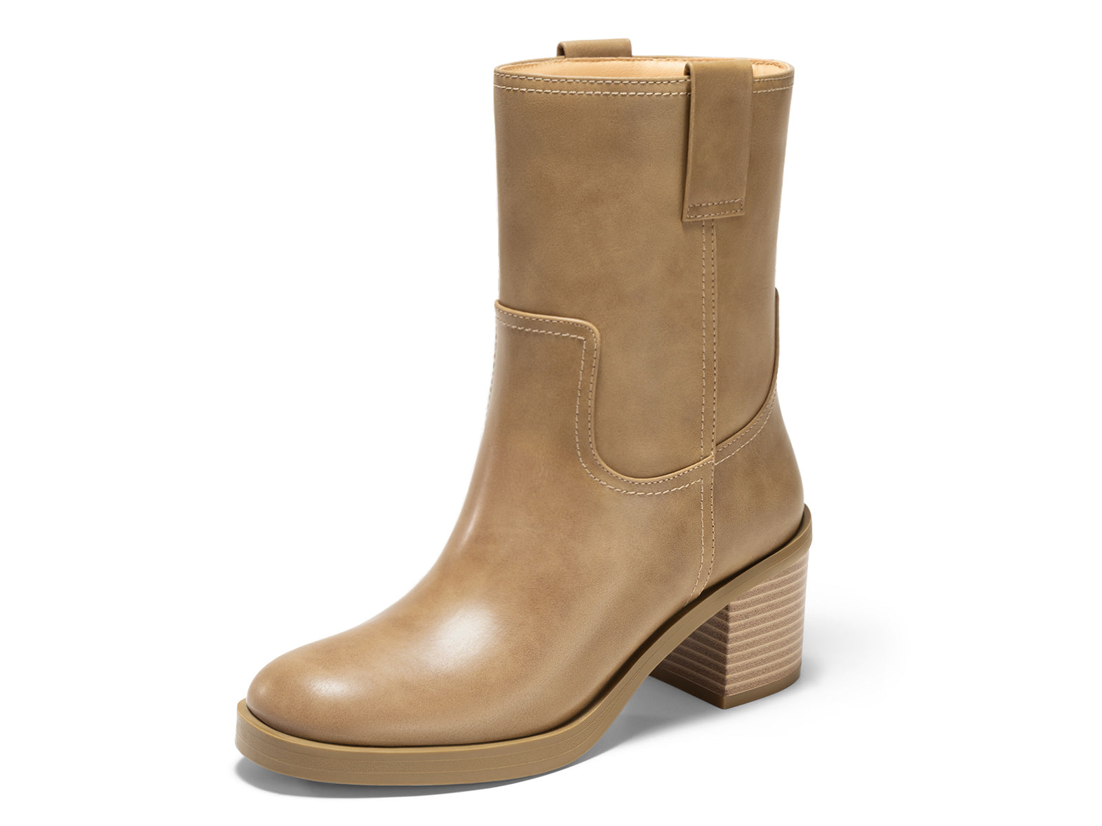 Coutgo Womens Khaki Platform Mid Calf Boots