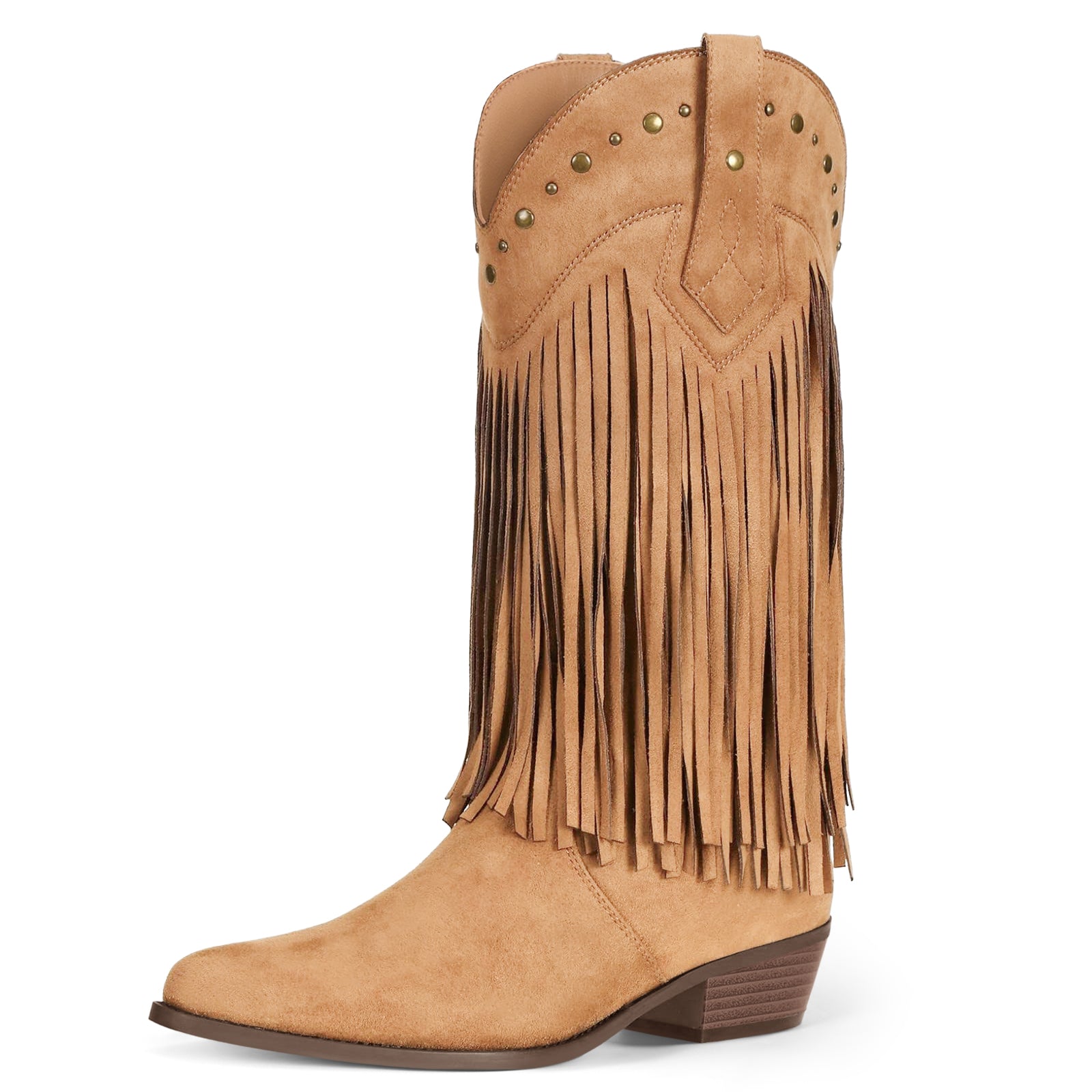 Coutgo Womens Khaki Western Cowboy Boots