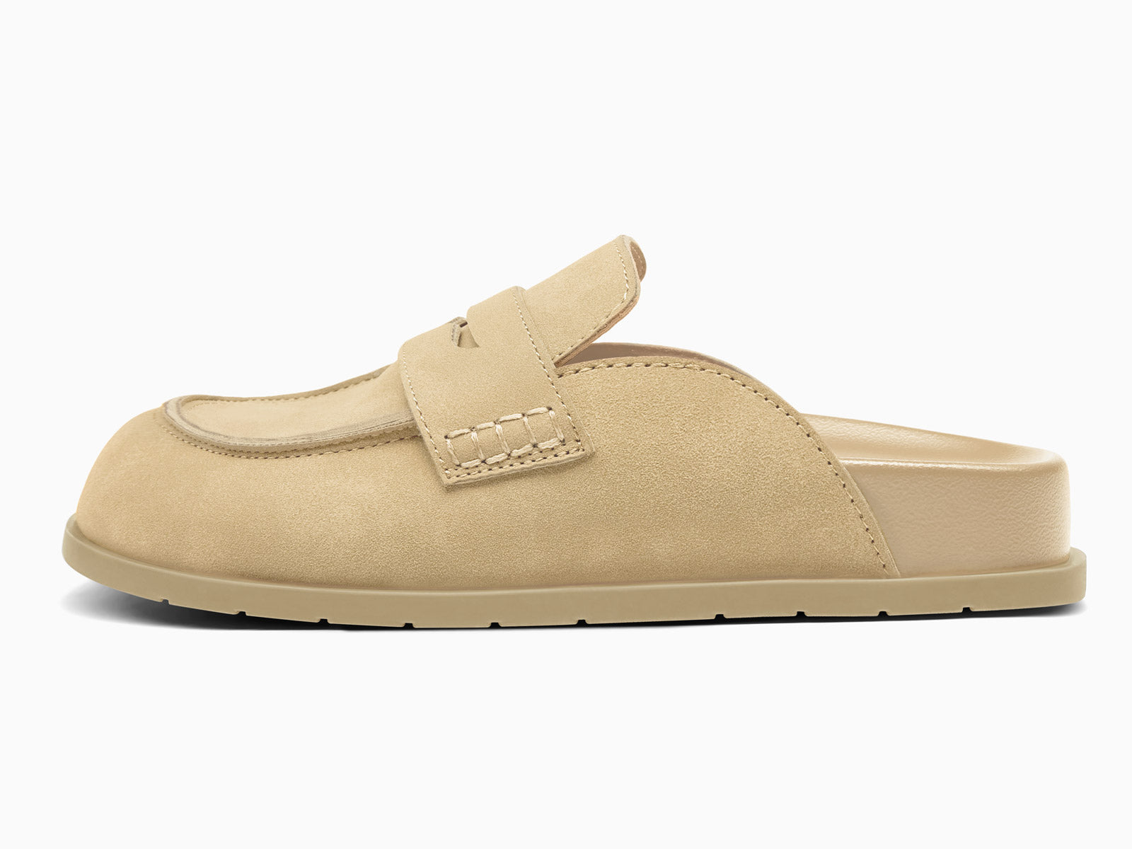 Coutgo Women Khaki Suede Platform Mules