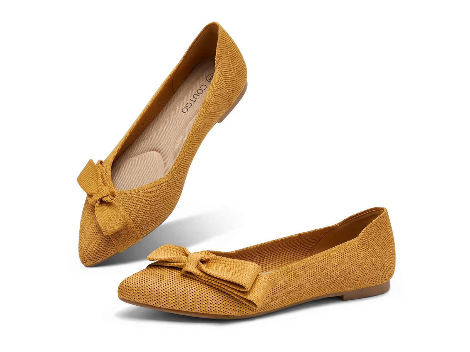 Coutgo Women's Khaki Pointed Toe Flats