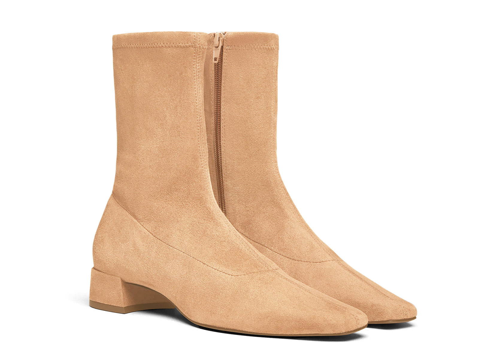 Coutgo Womens Khaki Suede Square Toe Booties