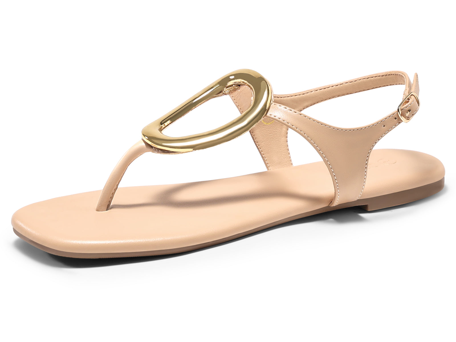 Coutgo Womens Khaki Flat Flip Flops Sandals