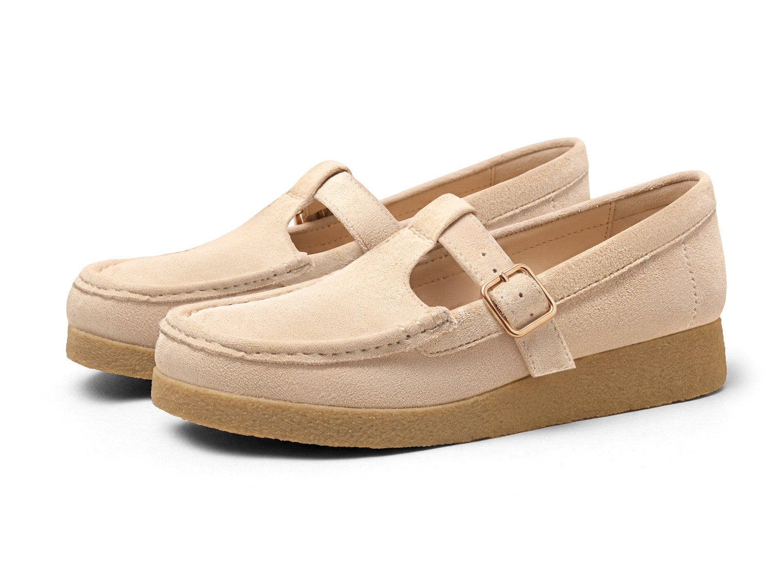Coutgo WomenSuede Khaki Square Toe Platform Loafers