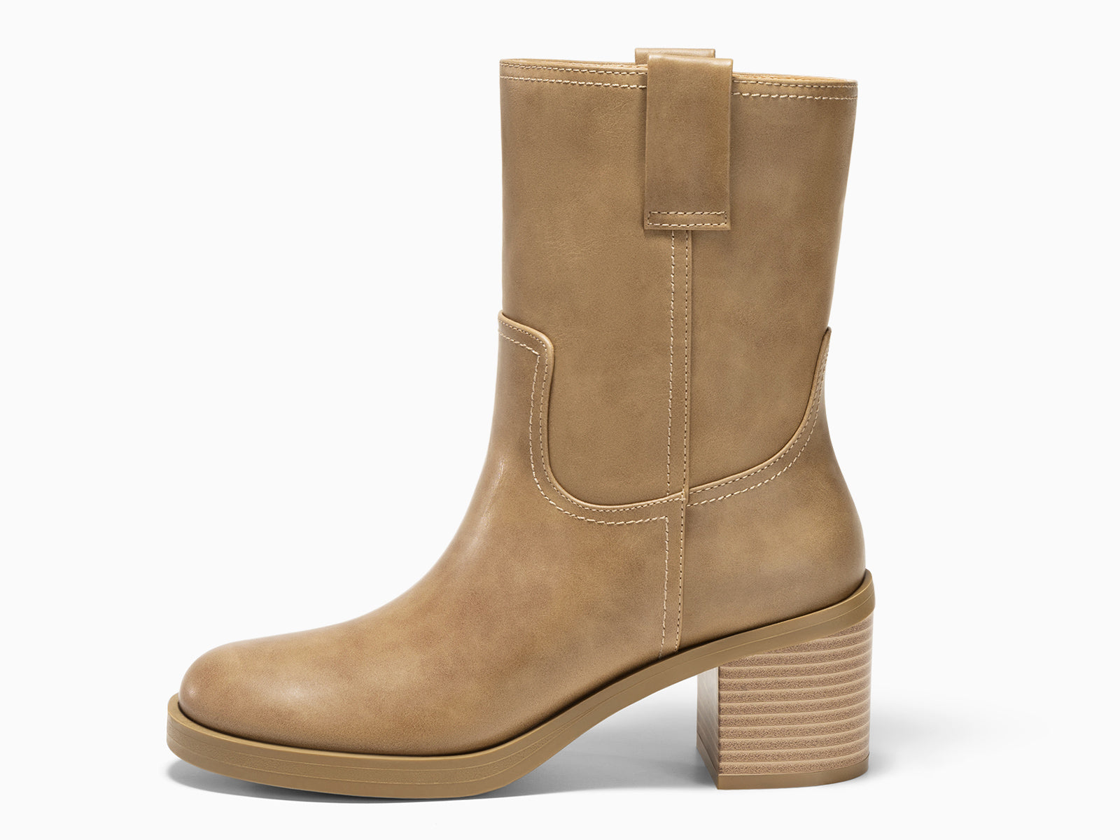 Coutgo Womens Khaki Platform Mid Calf Boots