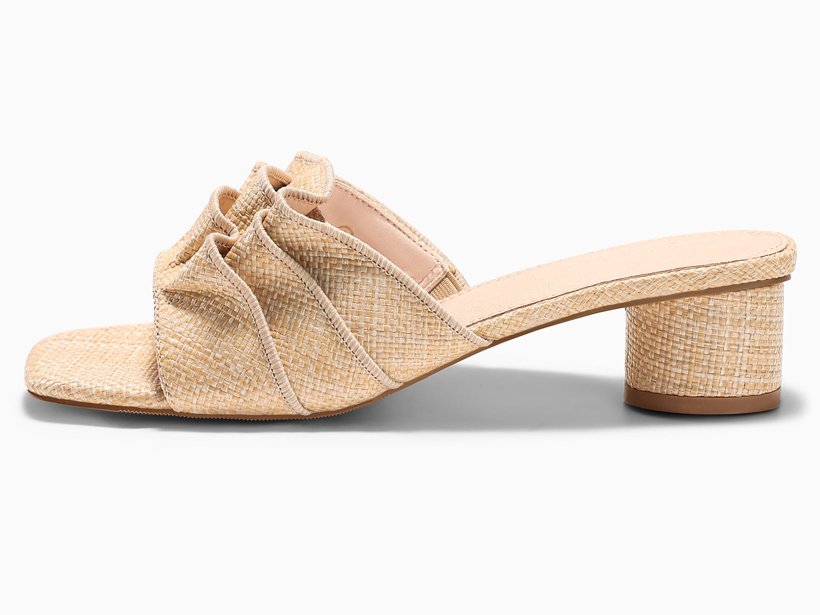 Coutgo Womens Khaki Raffia Chunky Low Heels Sandals