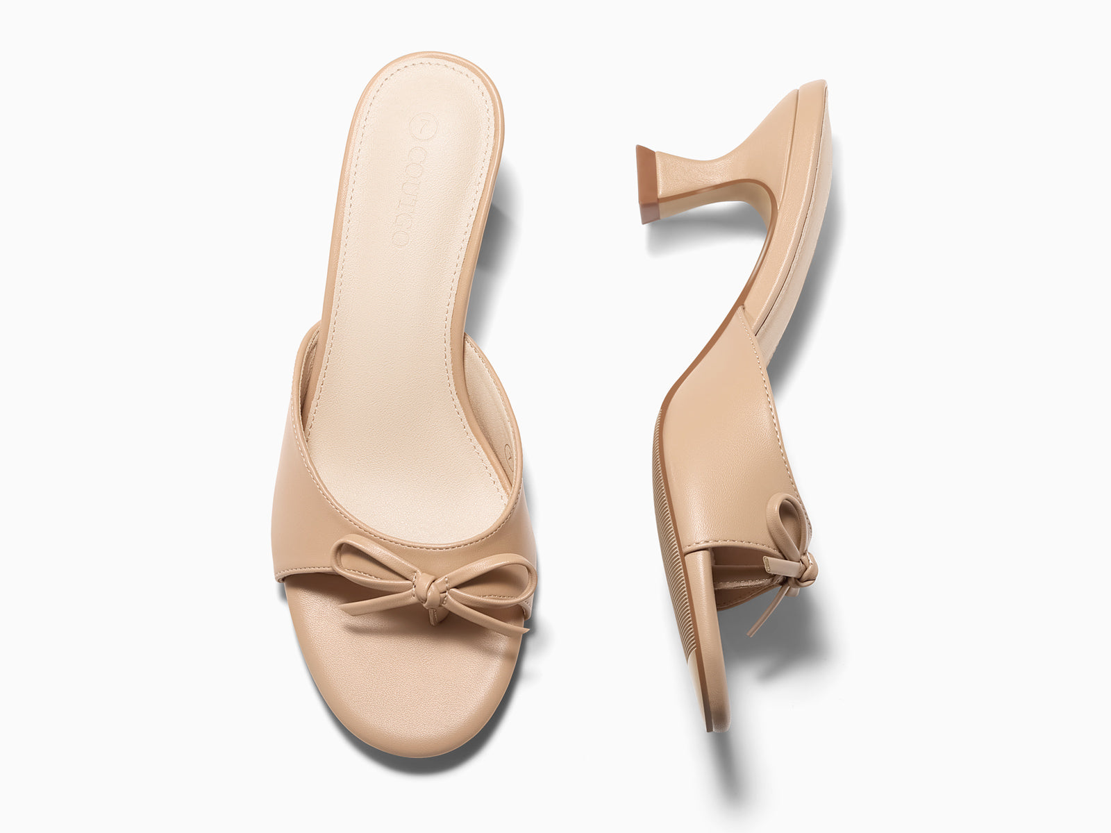 Coutgo Women's Khaki Pu Kitten Heels Sandals