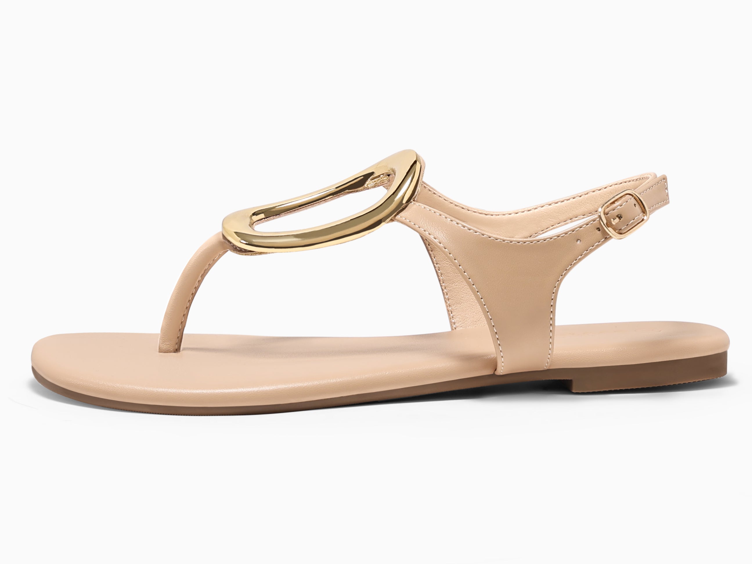 Coutgo Womens Khaki Flat Flip Flops Sandals