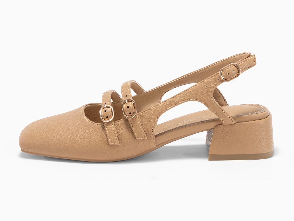 Coutgo Womens Camel Mary Jane Heels