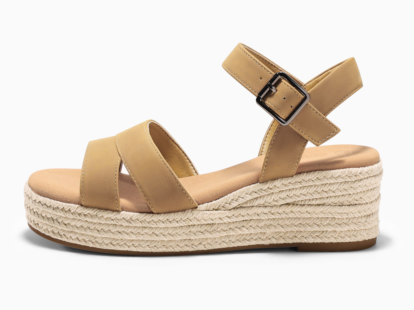 Coutgo Womens Khaki Wedge Platform Sandals