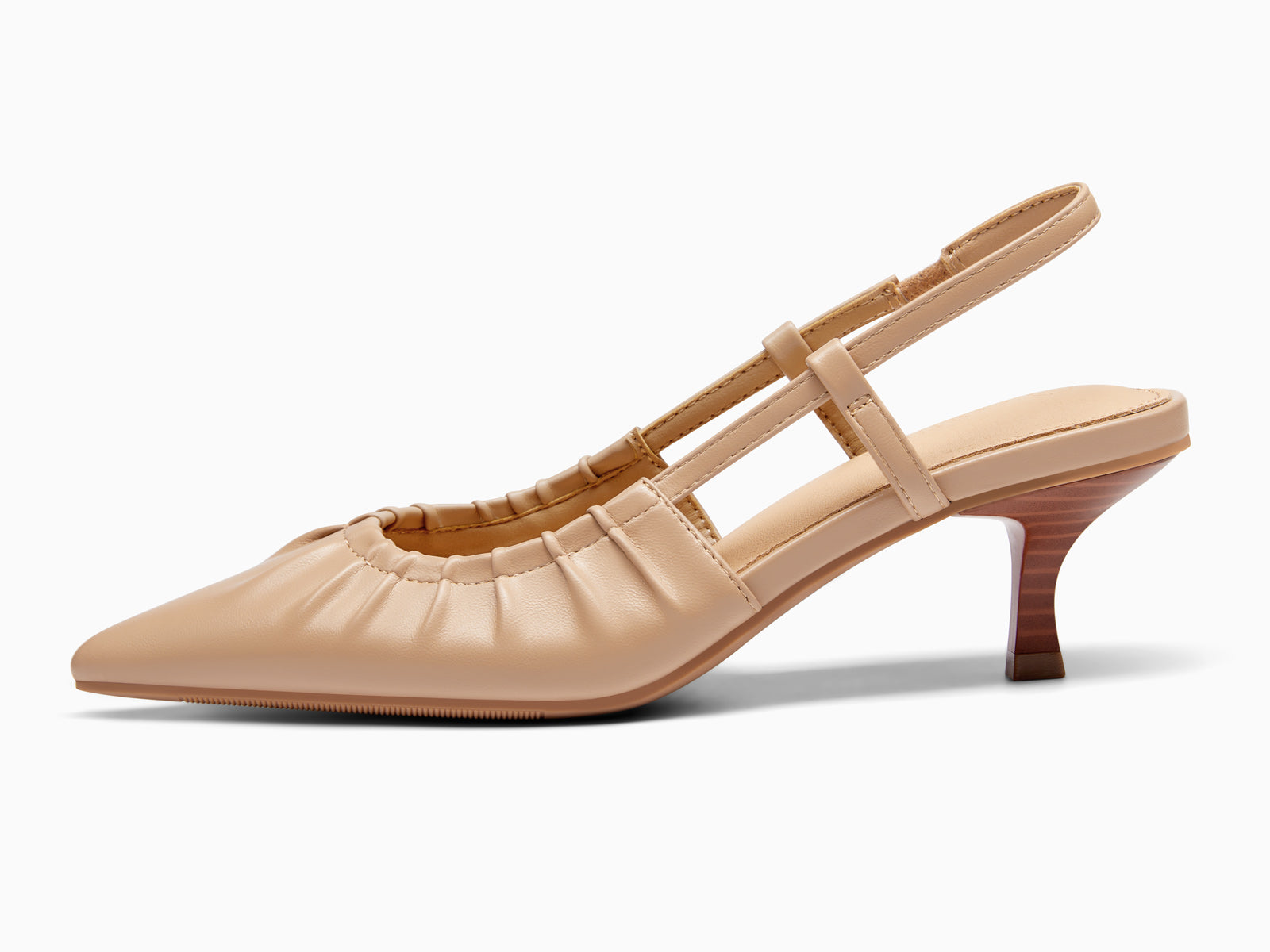 Coutgo Womens Khaki Slingback Kitten Low Heels