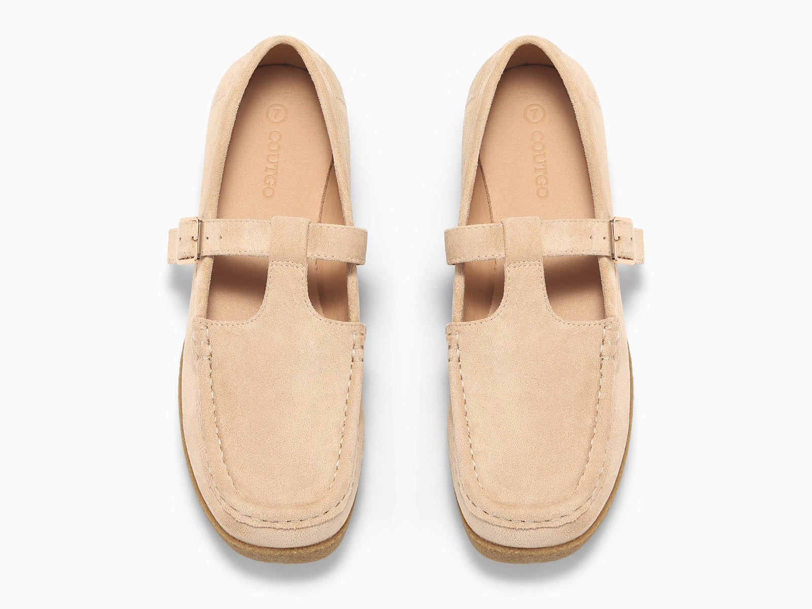 Coutgo WomenSuede Khaki Square Toe Platform Loafers