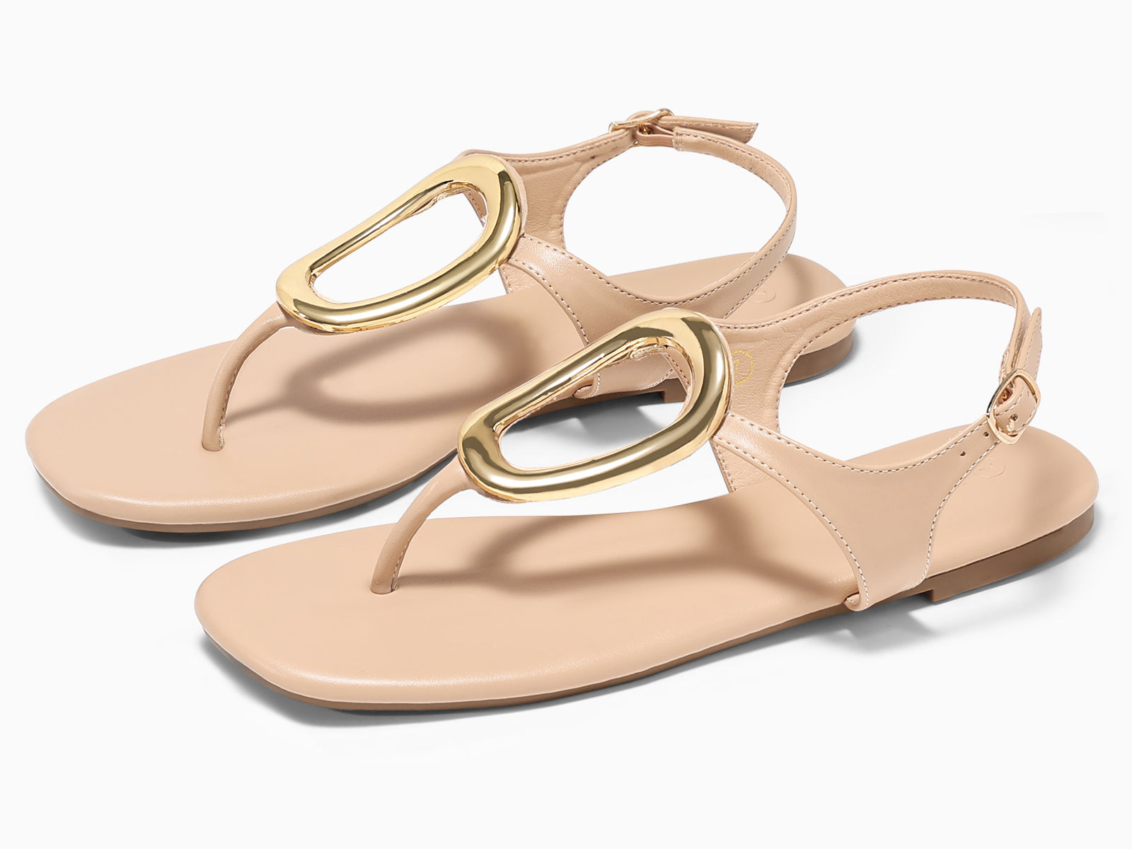 Coutgo Womens Khaki Flat Flip Flops Sandals