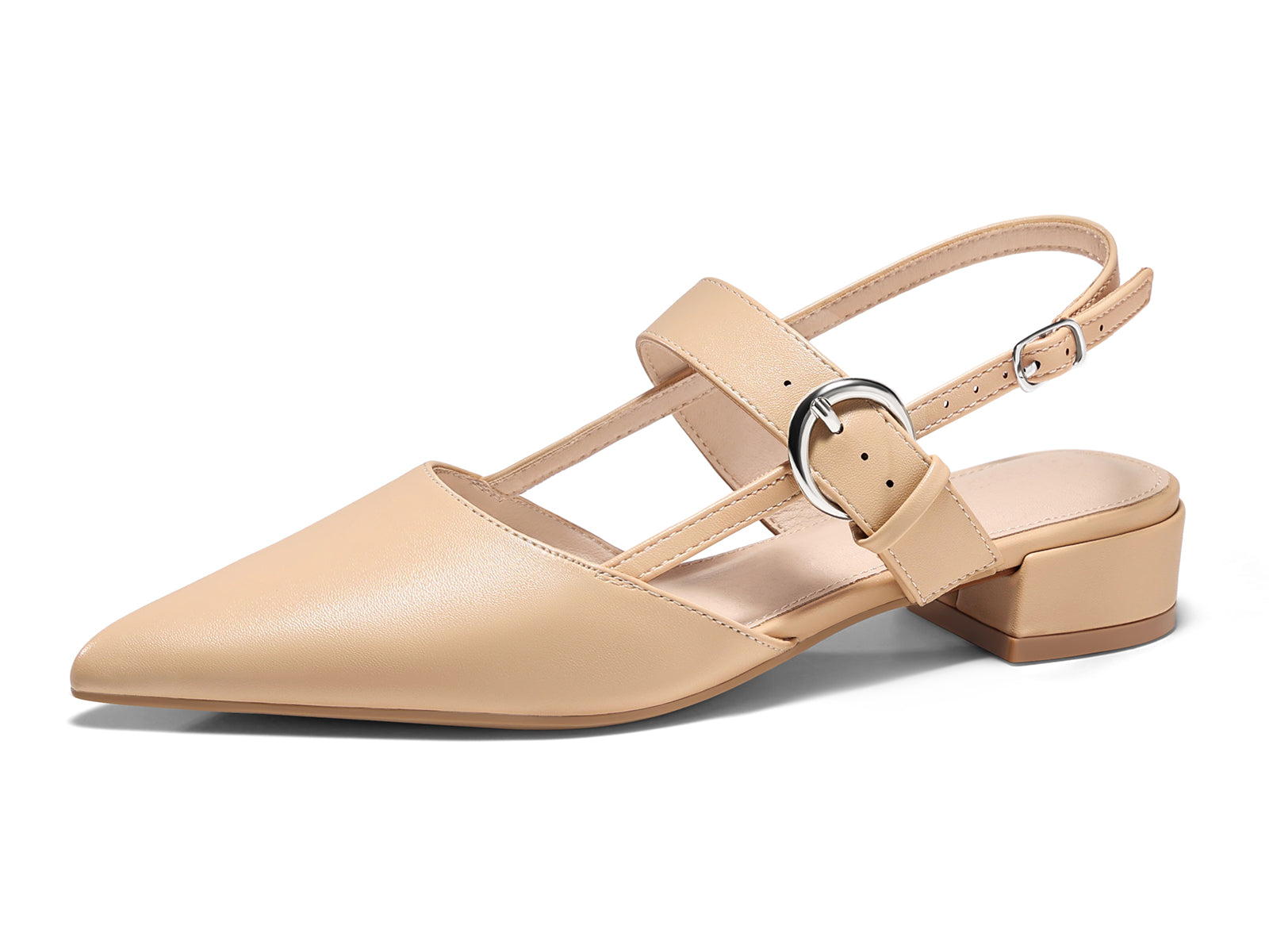 Coutgo Womens Khaki Mary Jane Low Heels