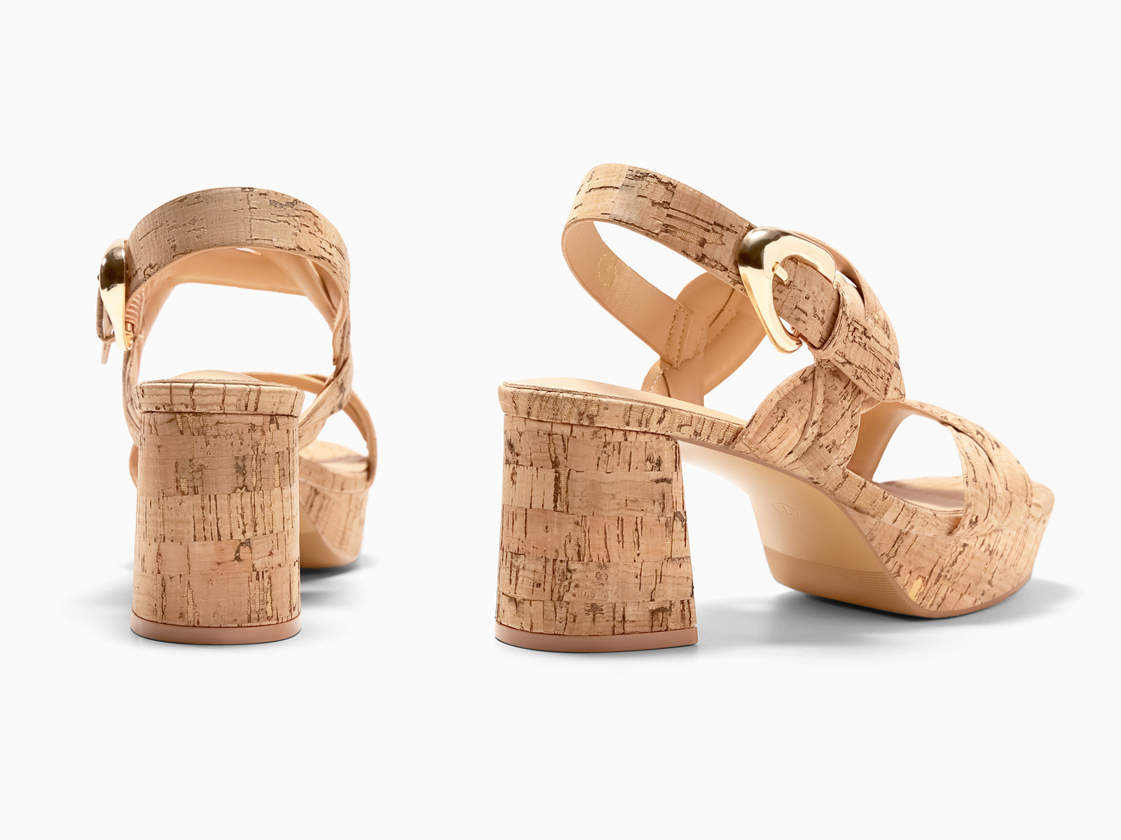 Coutgo Womens Khaki Platform Sandals Cork Chunky Heels