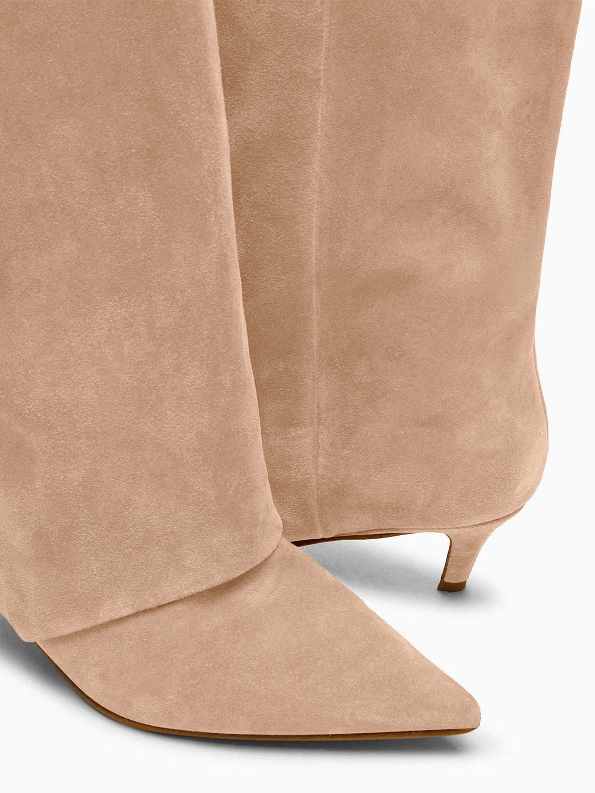 Coutgo Womens Khaki Pointed Knee High Boots