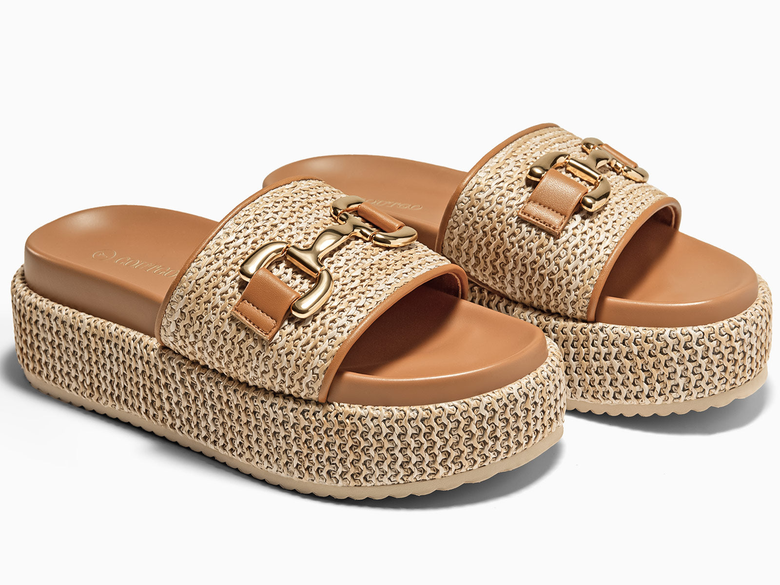 Coutgo Womens Khaki Platform Sandals