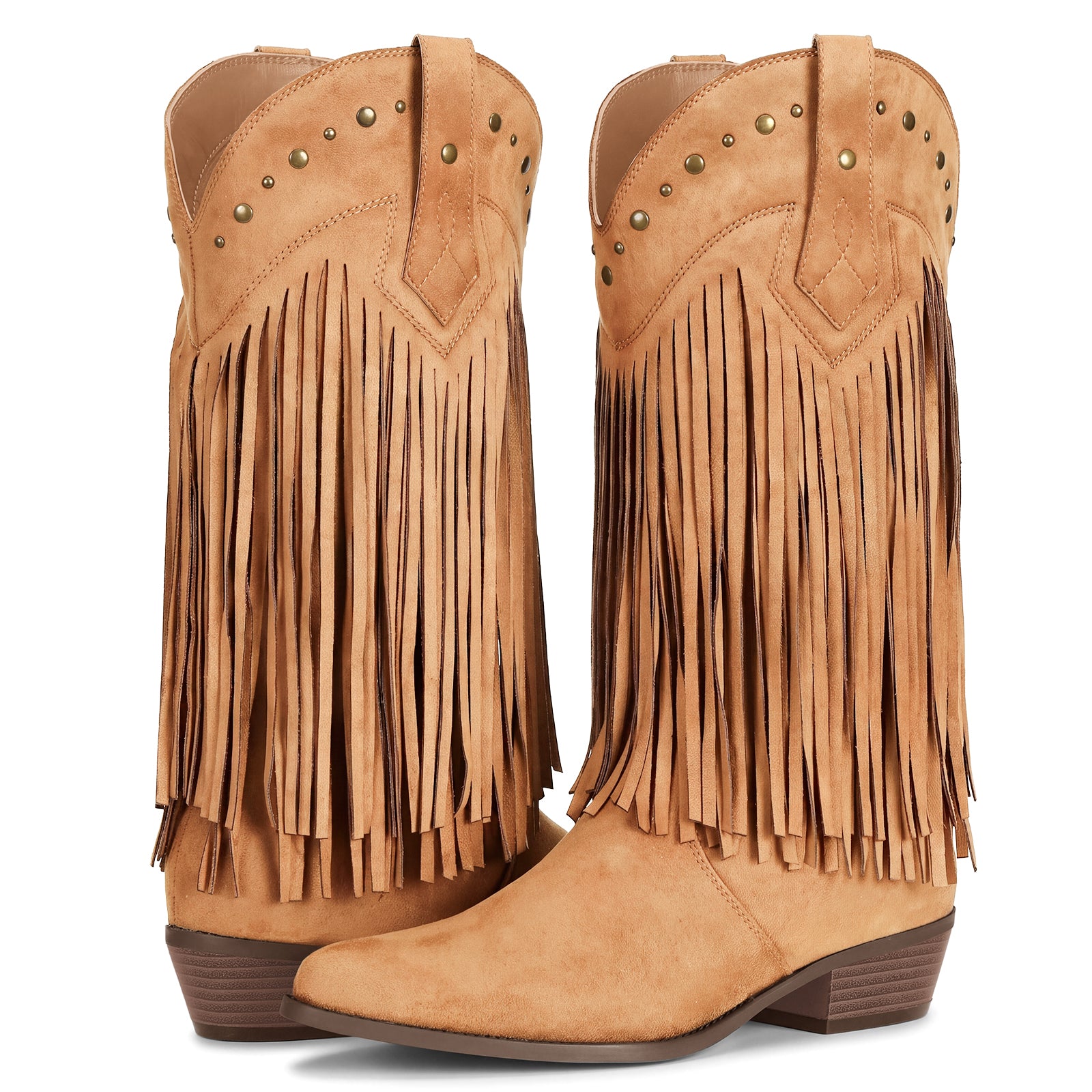 Coutgo Womens Khaki Western Cowboy Boots