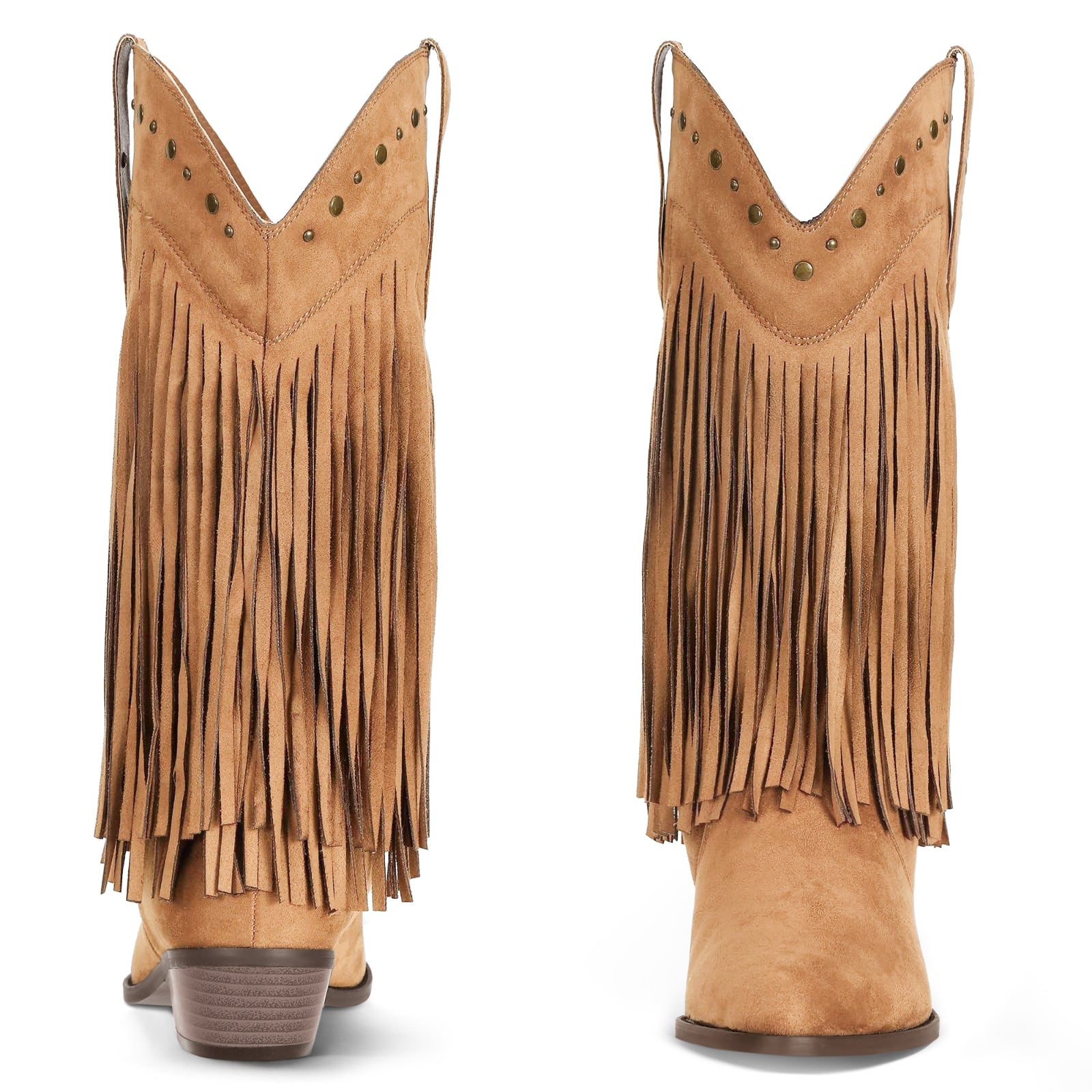 Coutgo Womens Khaki Western Cowboy Boots