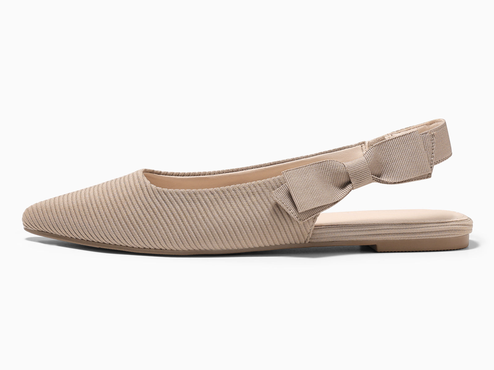 Coutgo Womens Light Coffee Suede Bow Slingback Flats