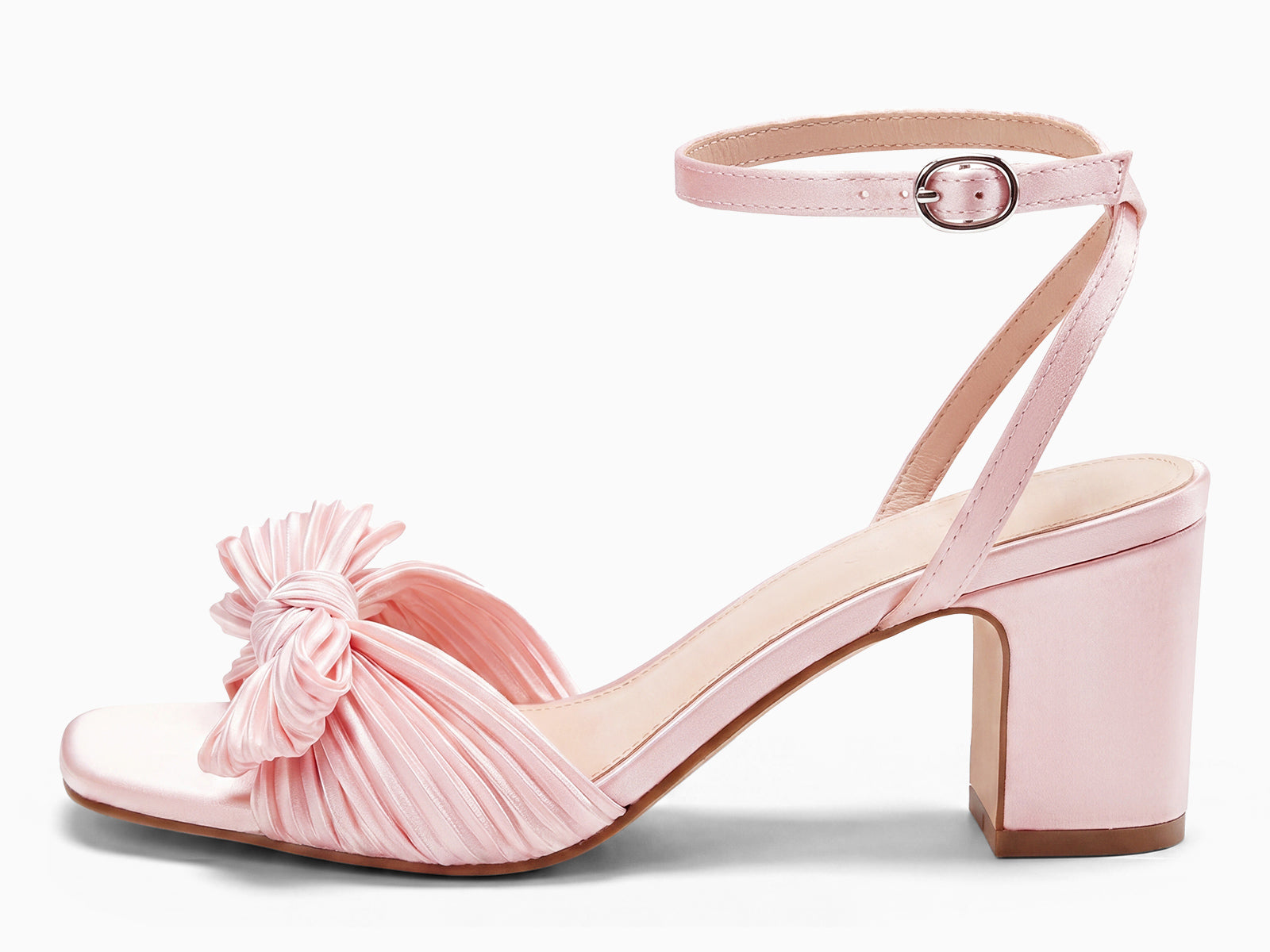 Coutgo Womens Nude Pink Pleated Bow Sandals