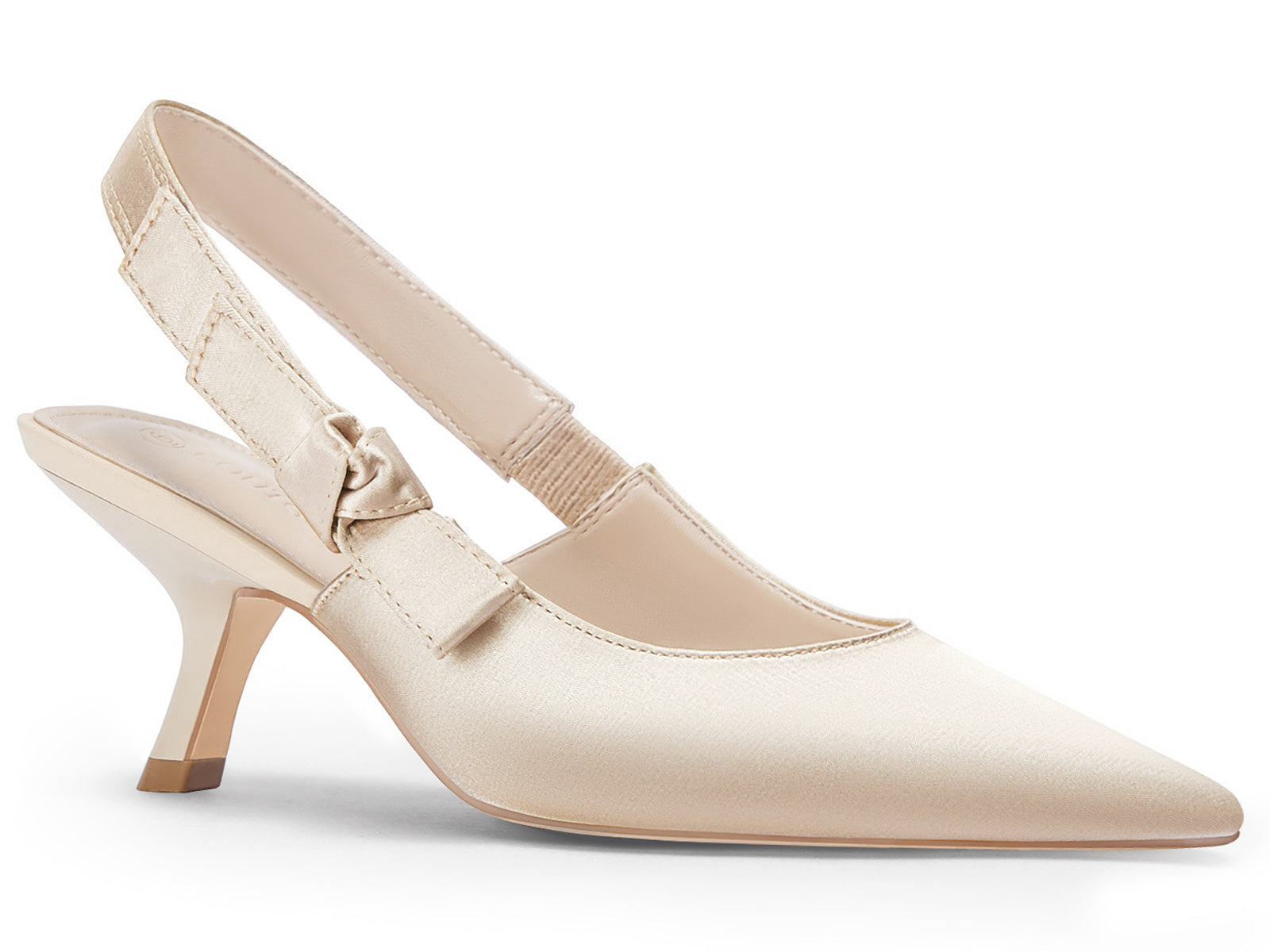 Coutgo Womens Light Coffee Slingback Kitten Heels