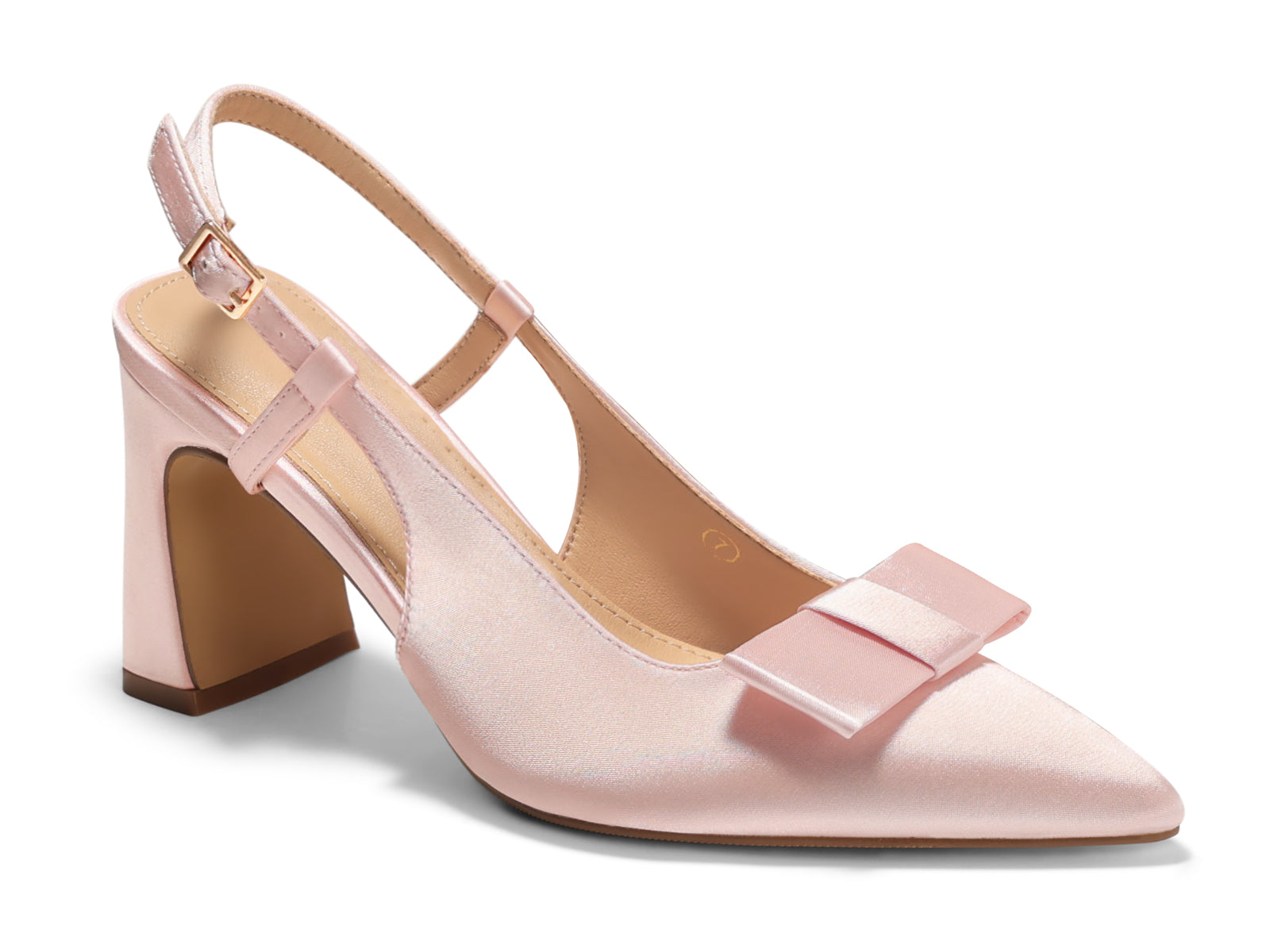 Coutgo Womens Light Pink Slingback Chunky High Heels