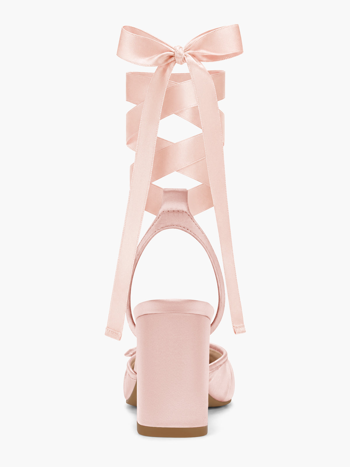 Coutgo Women Nude Pink Bow Chunky Heel Pumps