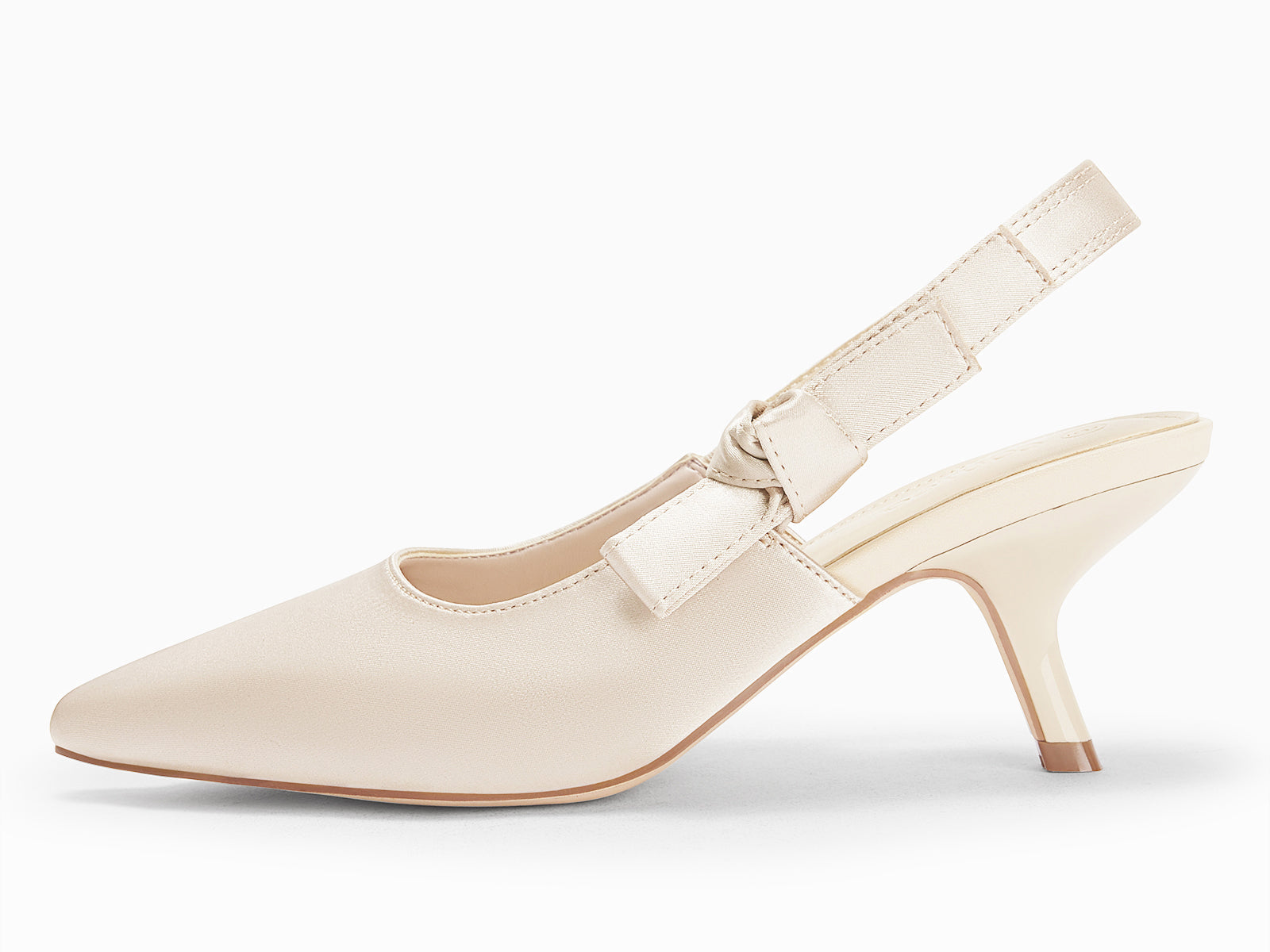 Coutgo Womens Light Coffee Slingback Kitten Heels