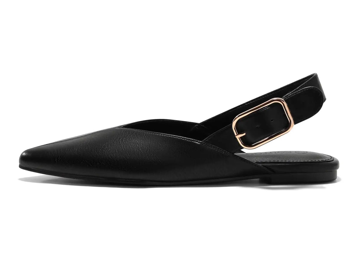 Coutgo Womens Pointed-Toe Slingback Flats with Buckle Closure