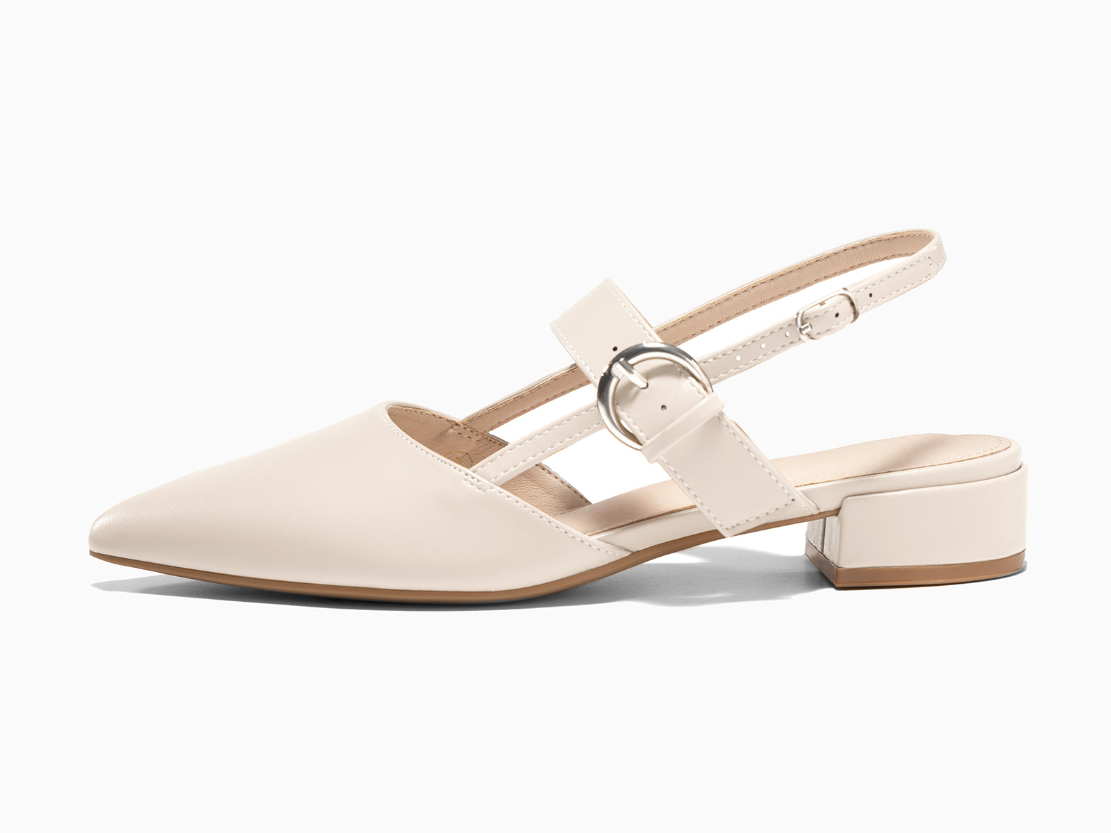 Coutgo Womens Cream White Mary Jane Low Heels