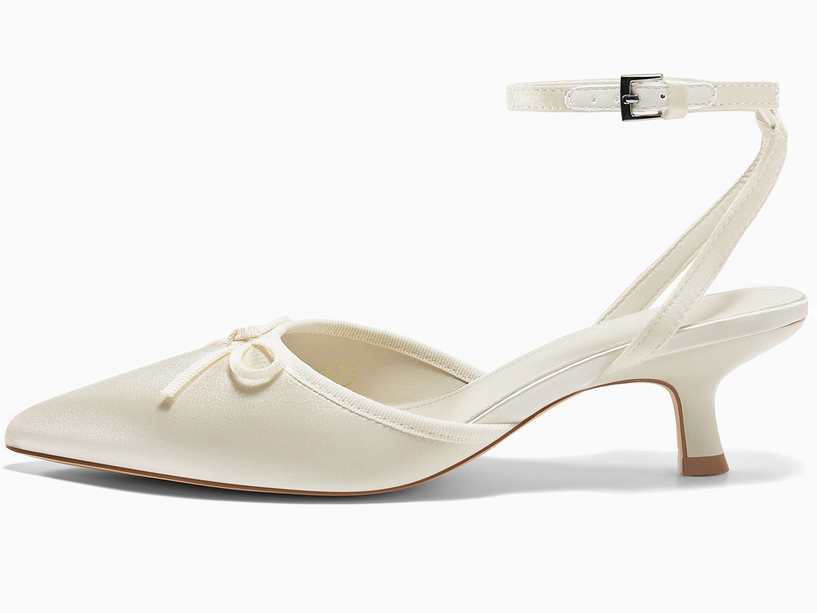 Coutgo Womens Creamy-white Kitten Low Heels