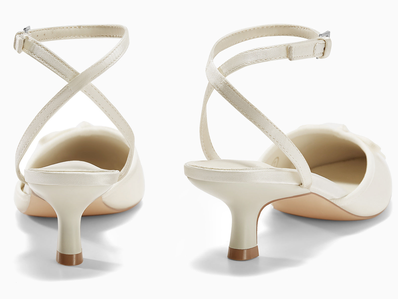 Coutgo Womens Creamy-white Kitten Low Heels